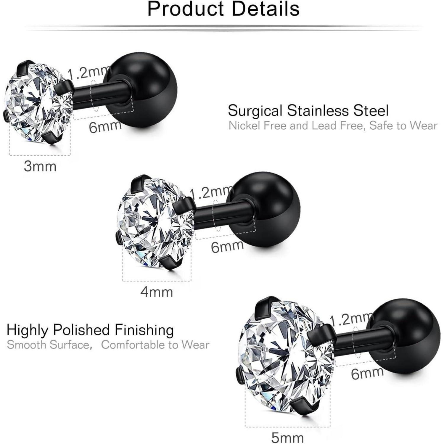 Mayhoop Piercing-Set 16G Tragus Helix Piercing Set 8 Stück Chirurgenstahl CZ Opal Marmor