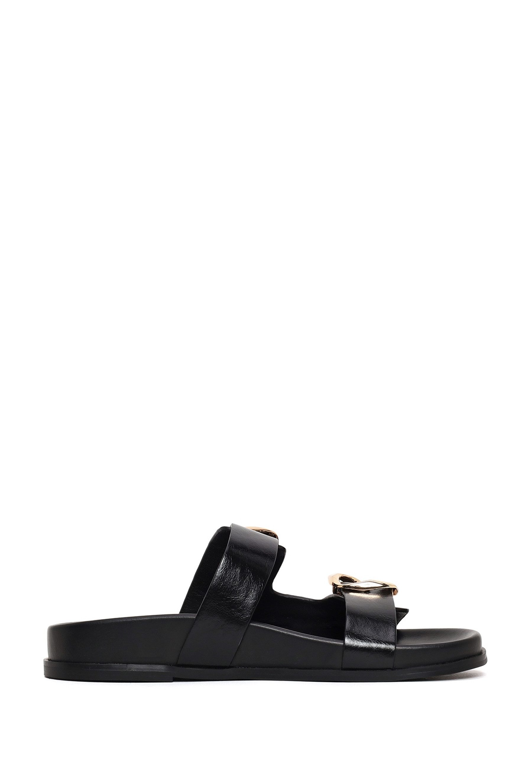 Derimod Pantoletten aus Kunstleder Mules Kunstleder, Synthetikfutter, Schicke Schnallen, Slip-On-Stil