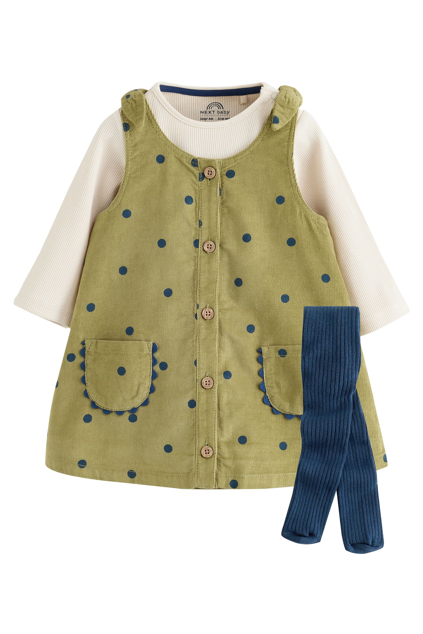 Next Latzkleid 3-teiliges Baby-Set: Kleid, Body und Strumpfhose (3-tlg)