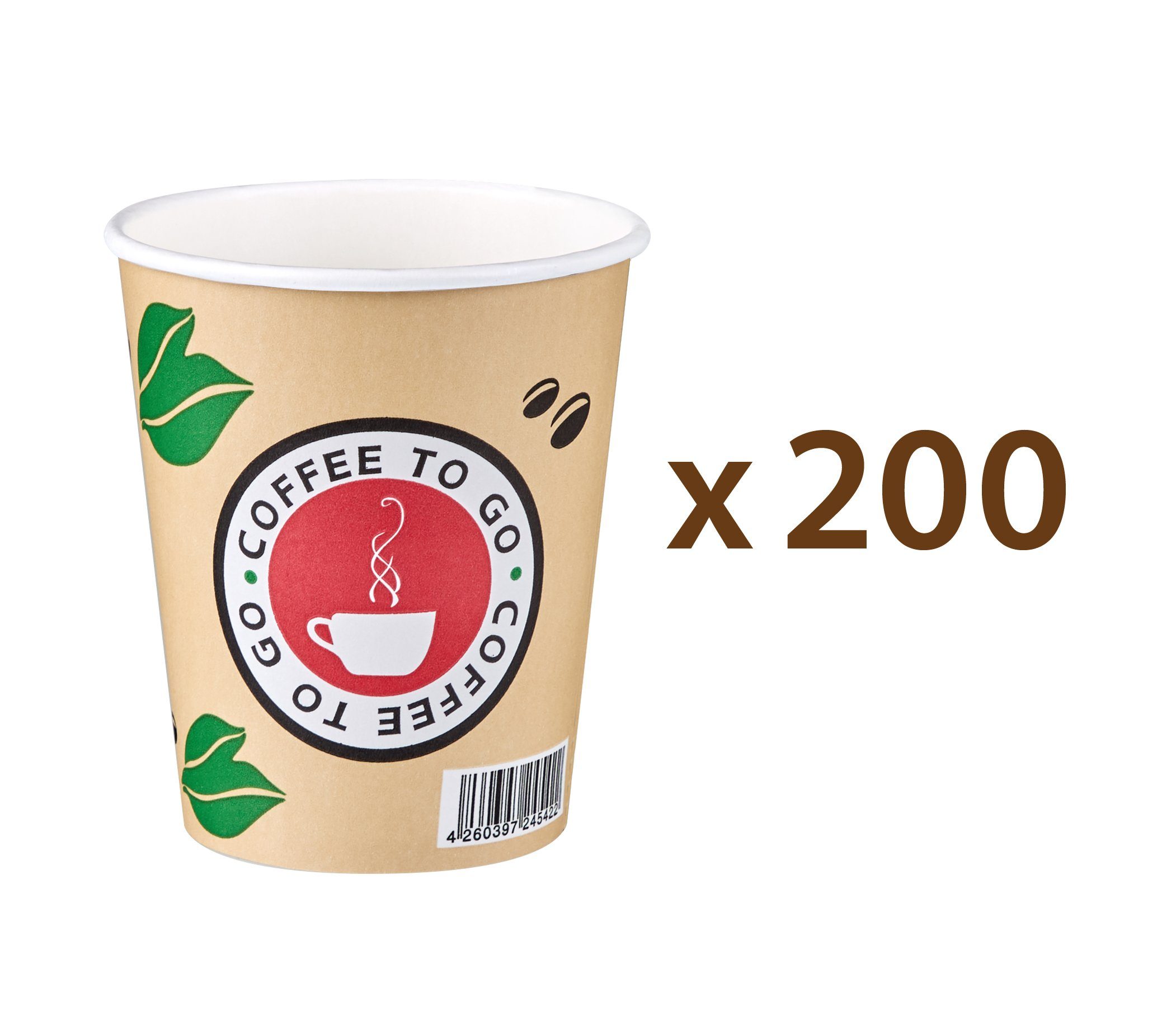 Goldhofer Coffee-to-go-Becher Kaffeebecher Set (100-2000 Stück) hitzebeständige Pappbecher, 200-tlg., Ohne Deckel, Optional mit Deckel