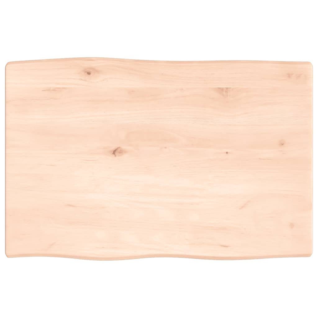 furnicato Tischplatte 60x40x2 cm Massivholz Eiche Unbehandelt Baumkante (1 St)