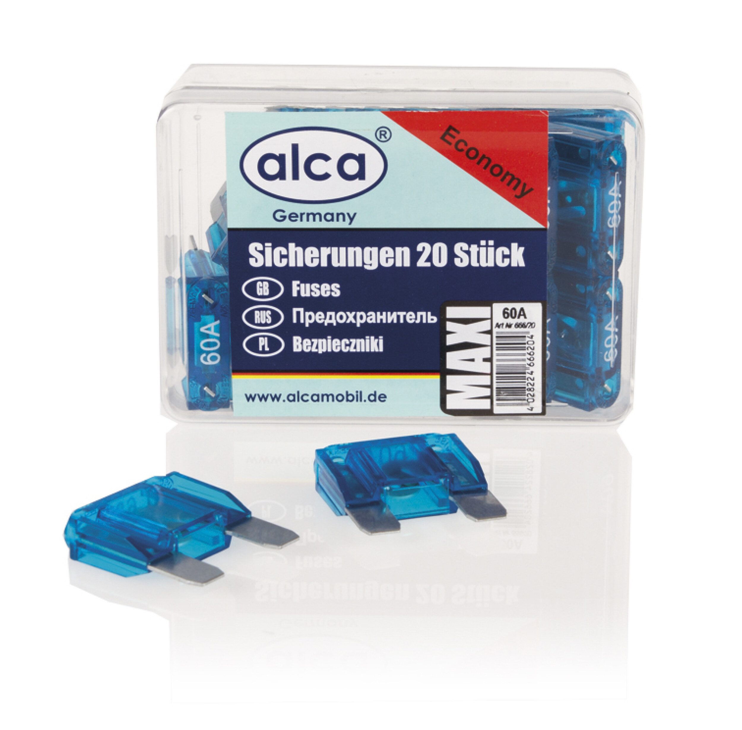 alca Sicherheitsrelais Maxi-Sicherung 60A 20 St. Economy Box blau Maxi Flachsicherung, (20-St)