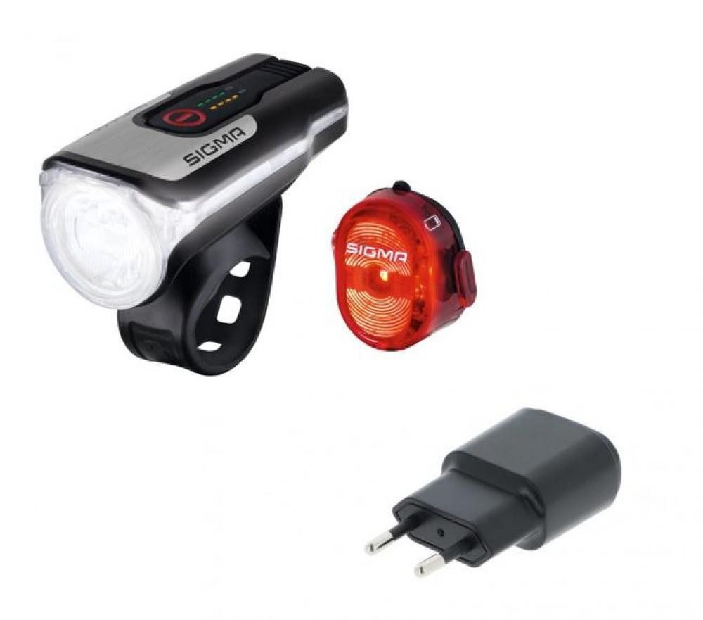 SIGMA Fahrradbeleuchtung Sigma LED-Akku-Beleuchtungs-Set Aura 80 USB inkl Nugget II StVZO inkl.