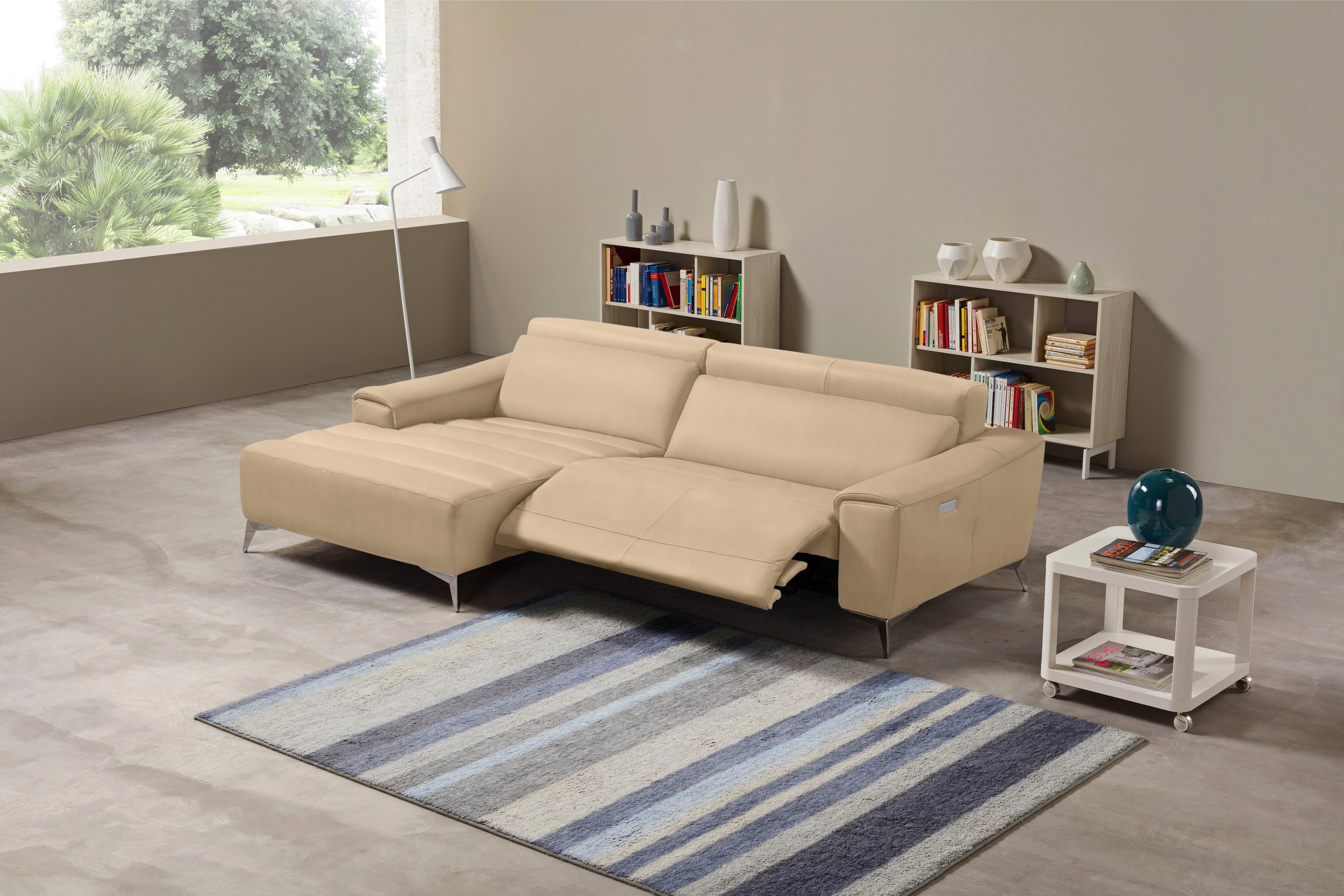 Egoitaliano Ecksofa Suzette, Designsofa mit hohem Sitzkomfort, mit Recamiere, inkl. 1 elektronischen Relaxfunktion, L-Form