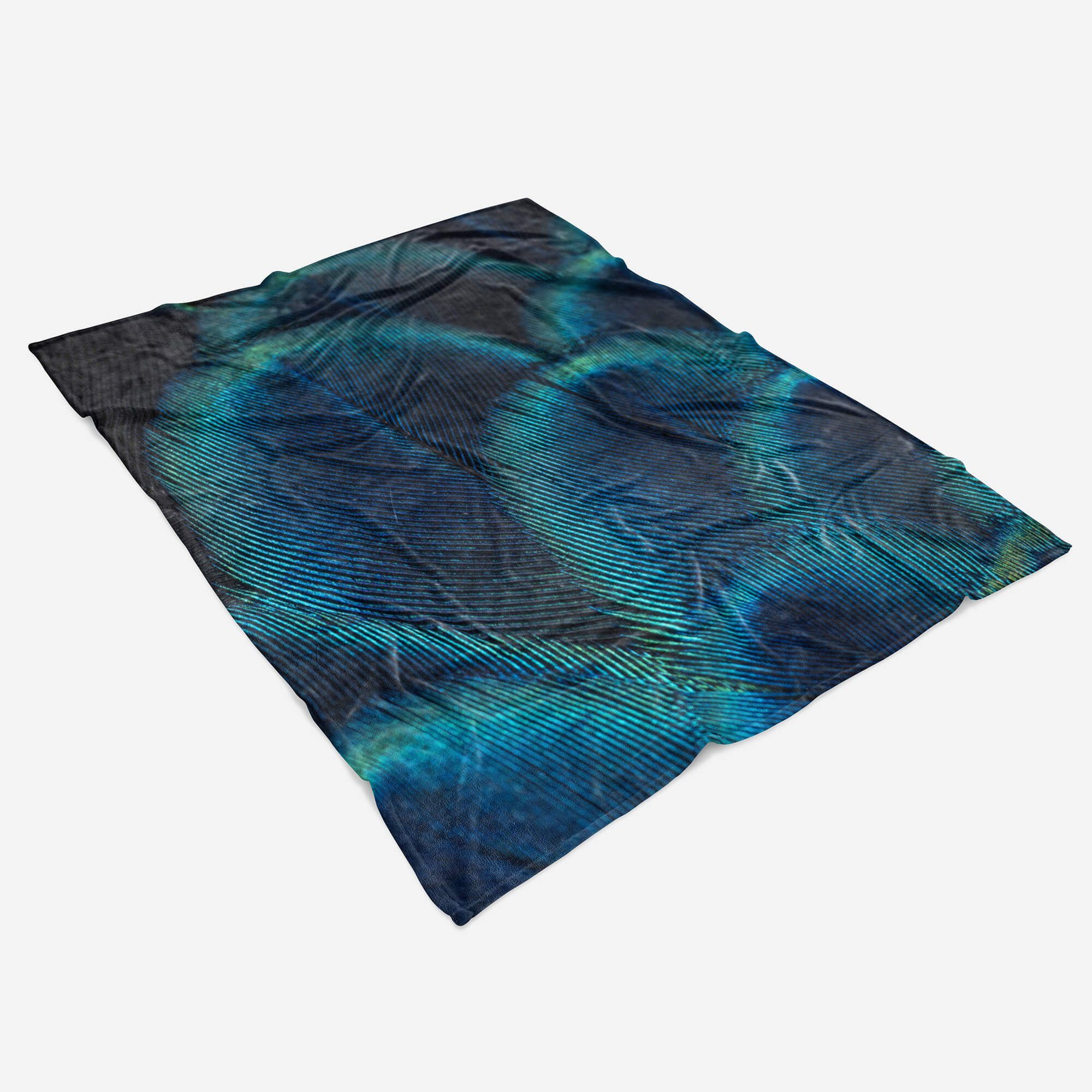 Feder Saunatuch (1-St), Handtuch Fotomotiv mit Blaue Strandhandtuch Art Kuscheldecke Handtücher Handtuch Sinus Makrof, Baumwolle-Polyester-Mix