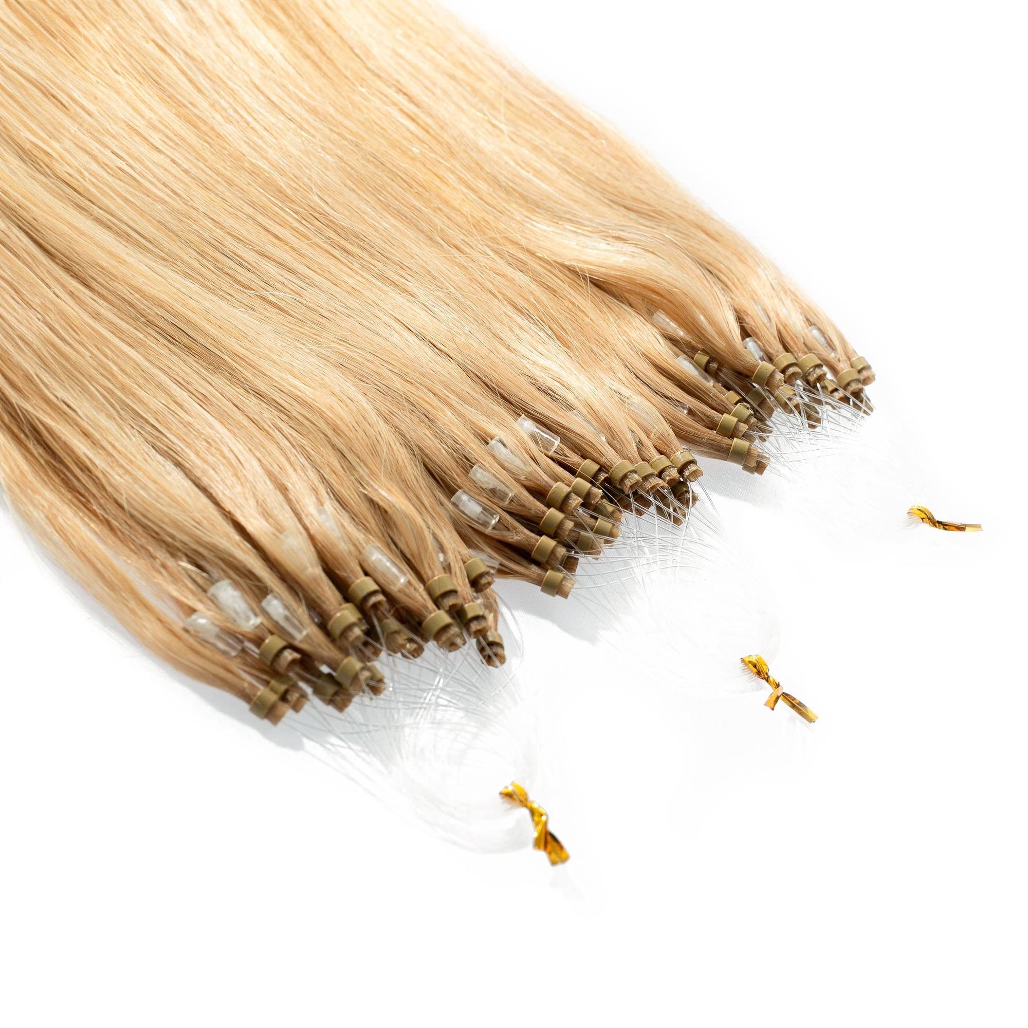 Microring hair2heart - Echthaar-Extension Loops Lichtblond 0.5g #9/31 40cm glatt Gold-Asch