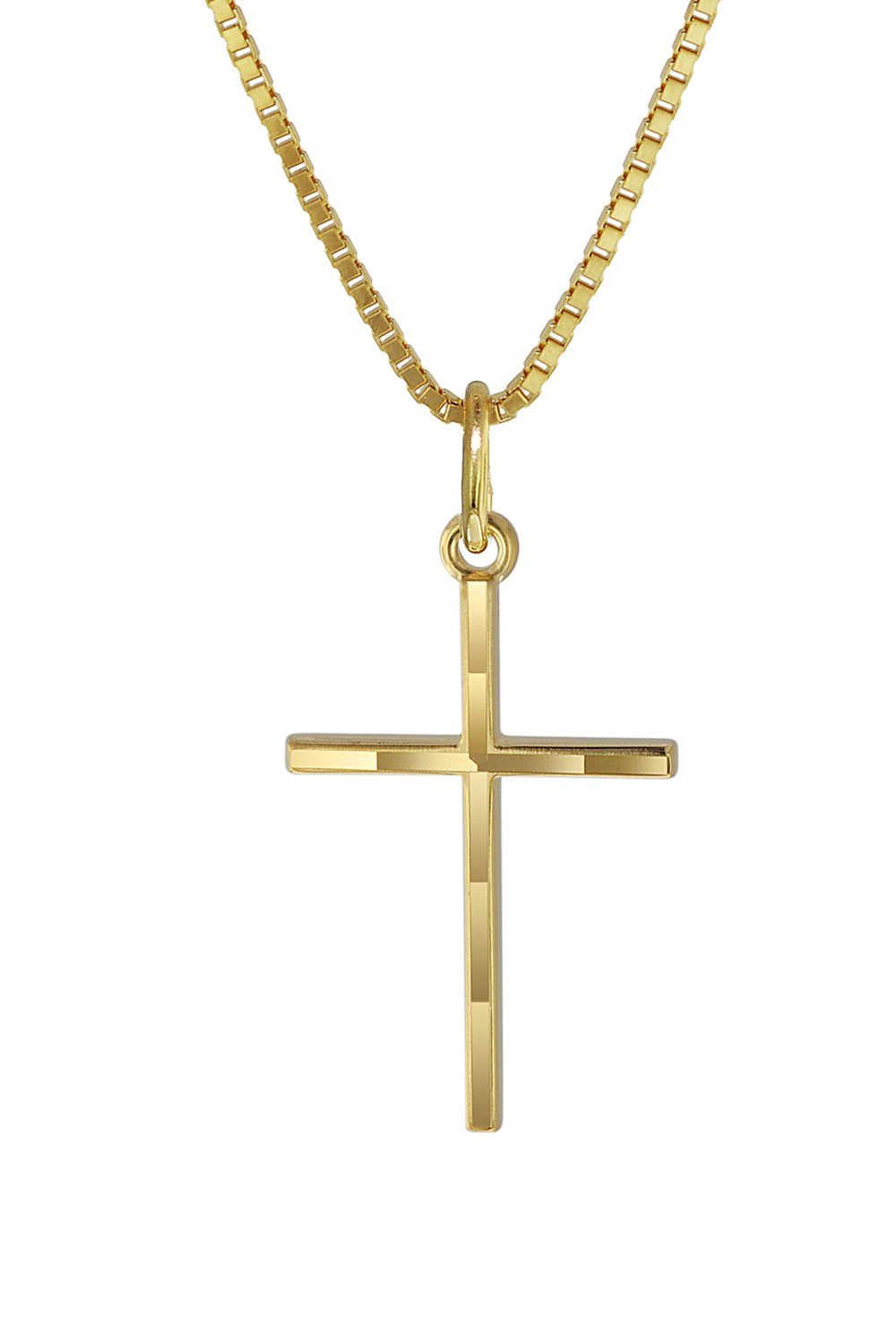 trendor Kette mit Anhänger Kreuz-Anhänger Gold 333 mit goldplattierter Kette
