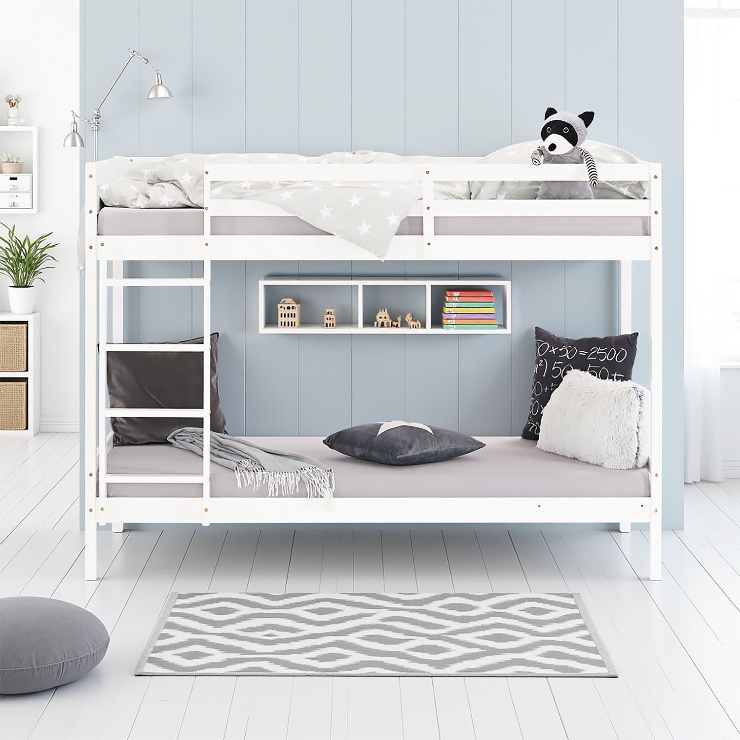 Homestyle4u Etagenbett 90x200 für 2 Kinder Weiß Doppelstockbett Hochbett Leiter Kinderbett (Set, mit 2x Lattenrost), Kiefer, Etagenbett, Stockbett