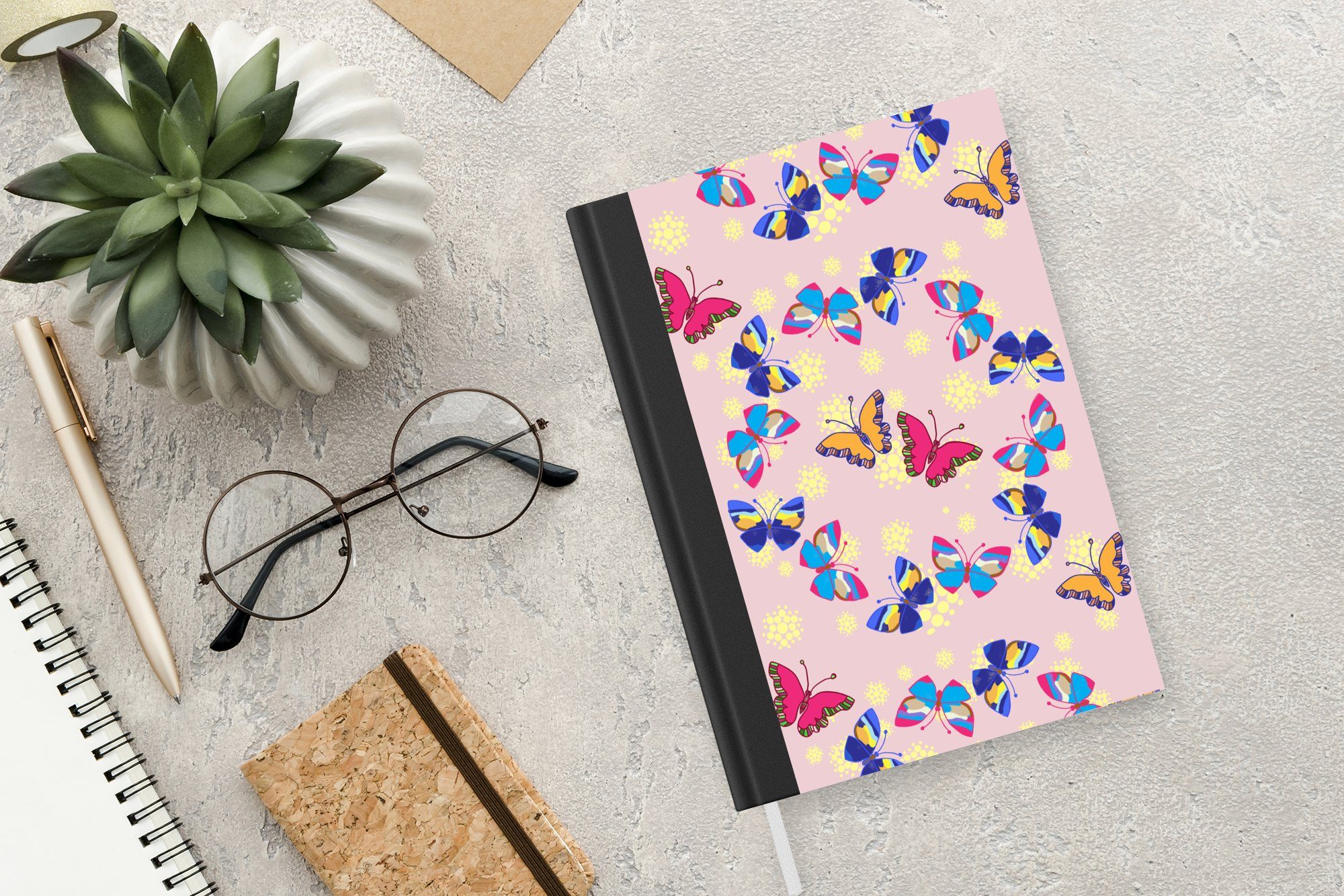 MuchoWow Notizbuch Mädchen Notizheft, Schmetterling Journal, - - Haushaltsbuch Tagebuch, Mädchen Merkzettel, -, - Insekten - - A5, 98 Muster Seiten, Kinder