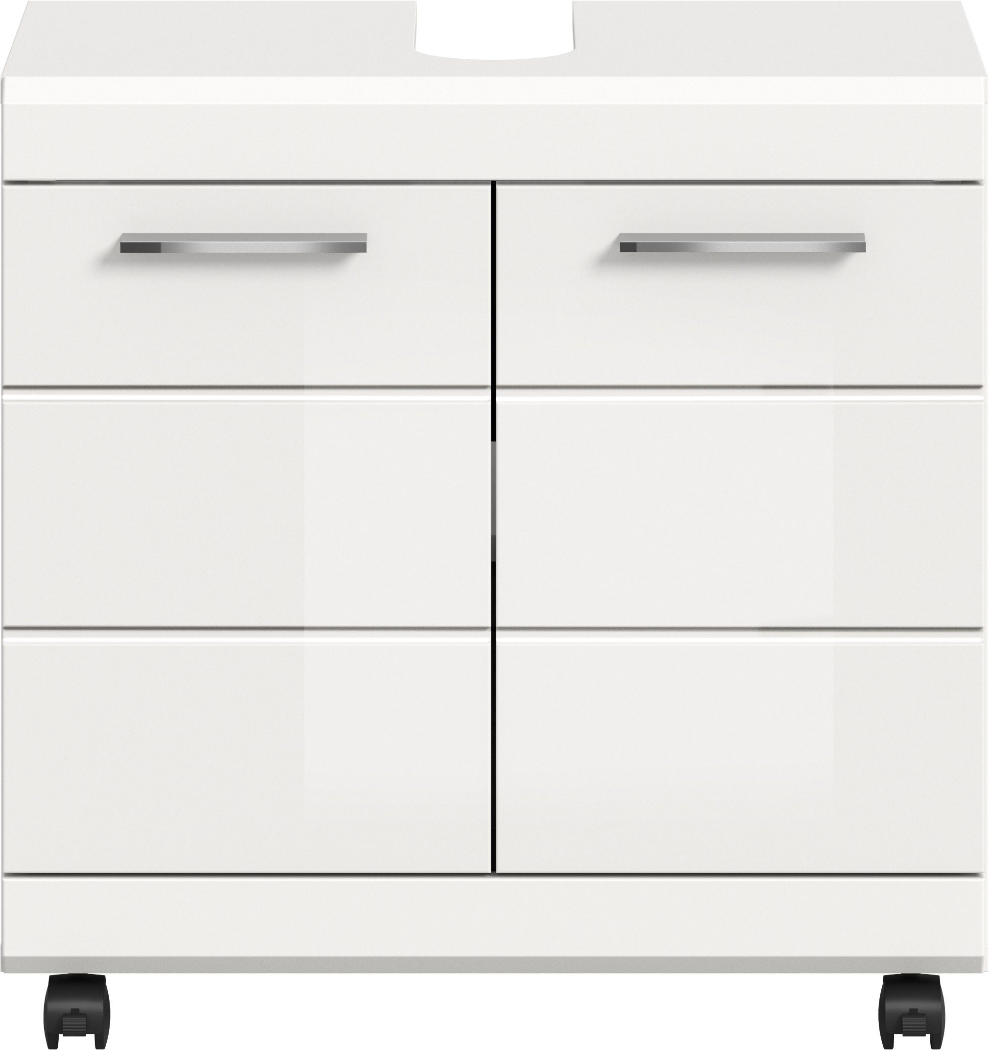 welltime Waschbeckenunterschrank SIENA, Breite 60cm, 2 Türen, auf Rollen, MDF-Front (TOPSELLER!, mit Siphonausschnitt 10x25 cm) in verschiedenen Farben erhältli – Bild 3 von 5