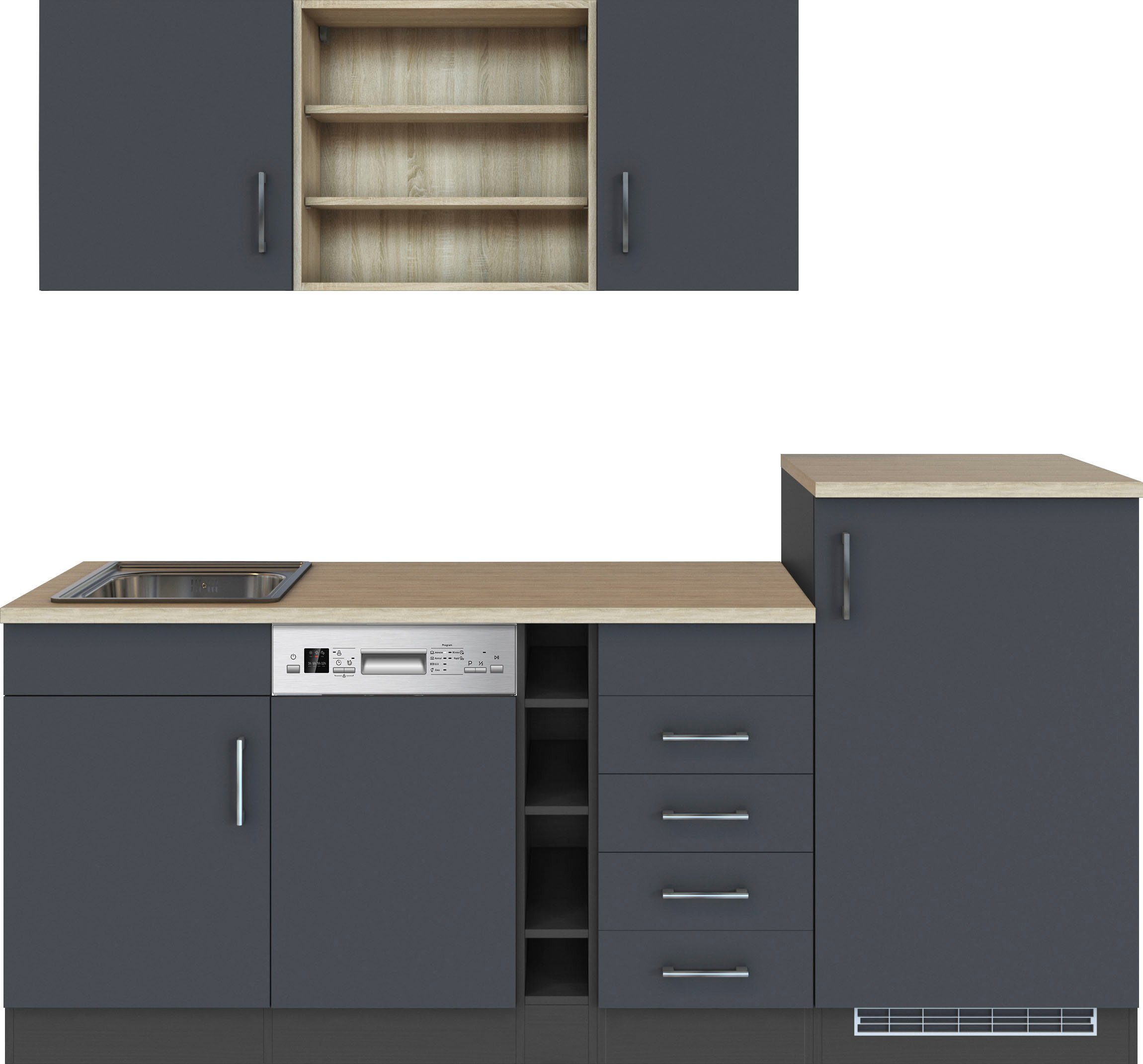 KOCHSTATION Küche KS-Mali, Breite 210 cm, mit E-Geräten