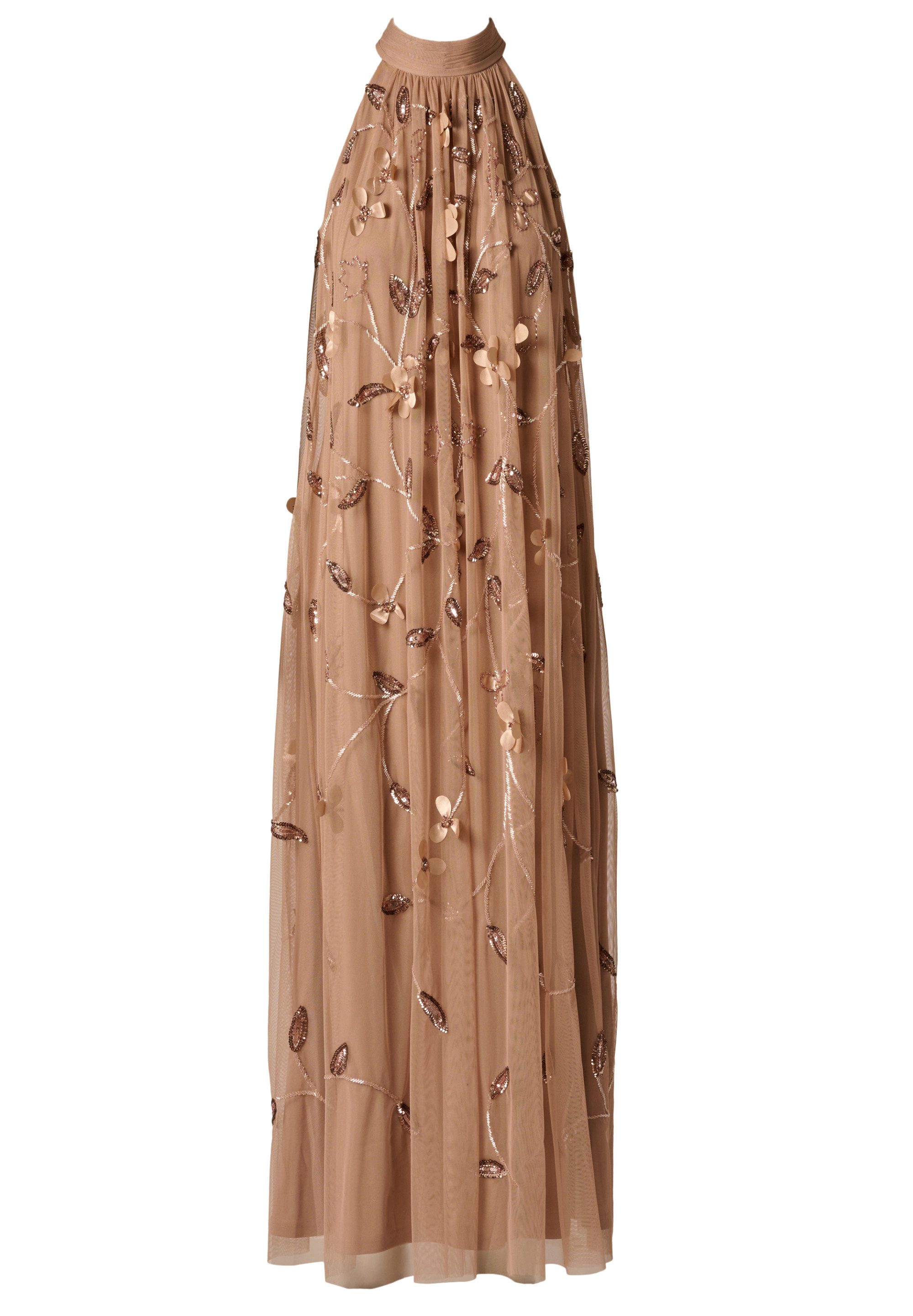 Adrianna Papell Abendkleid Bead Trapeze Maxi Dress Fließendes, A-förmiges Kleid aus Netzstoff mit Perlenverzierung