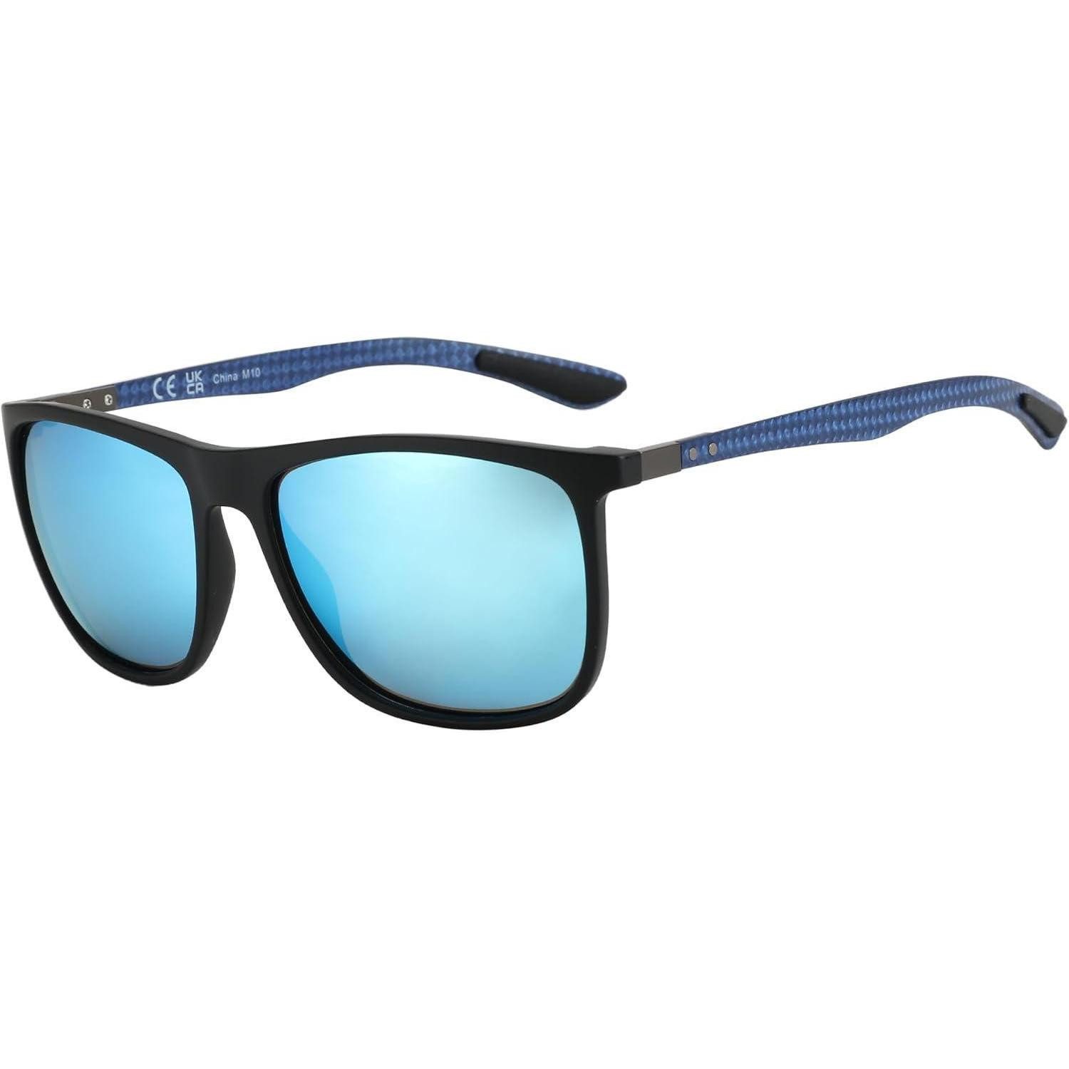 Sonnenbrille Sonnenbrille polarisierte Schwarzer Rahmen Blaue Verspiegelte Linse