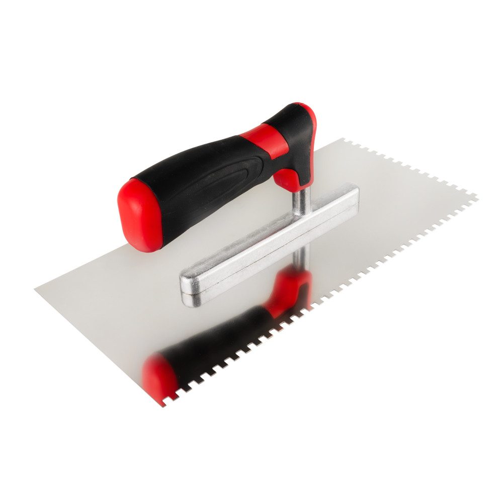 Prima-Online Zahnkelle Zahnkelle zum Verlegen Zahnspachtel Edelstahlkelle Ergonomisch Griff (Zahnkelle 4x4-St)