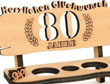 Brynnberg Schnapsglas 80. Hochzeitstag Paar: Schnapsbank mit Jahreszahl & Gravur, Deutsch 80 Holz