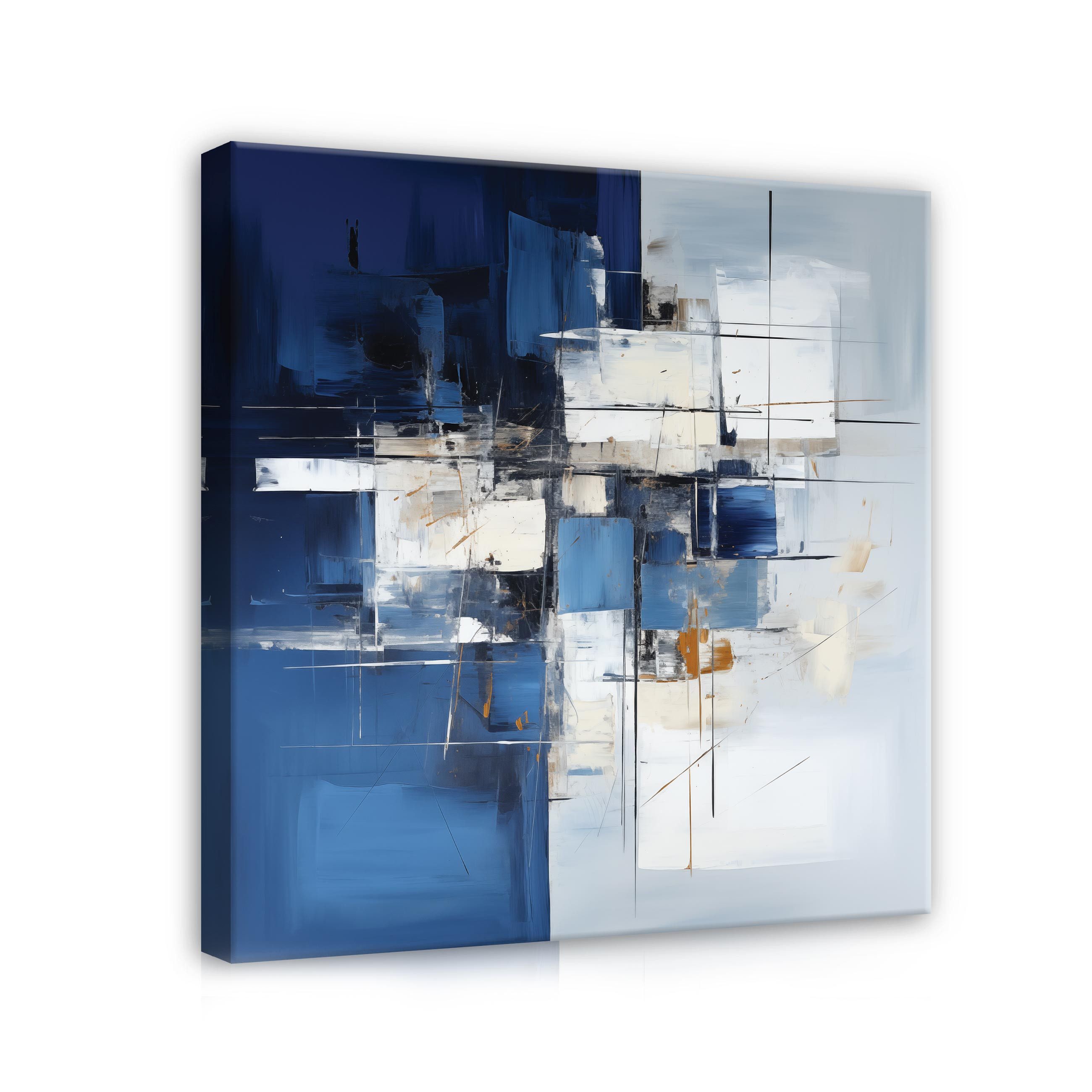 Wallarena Leinwandbild Abstrakt Grau Blau Wandbild XXL Wand Deko Leinwand B günstig online kaufen