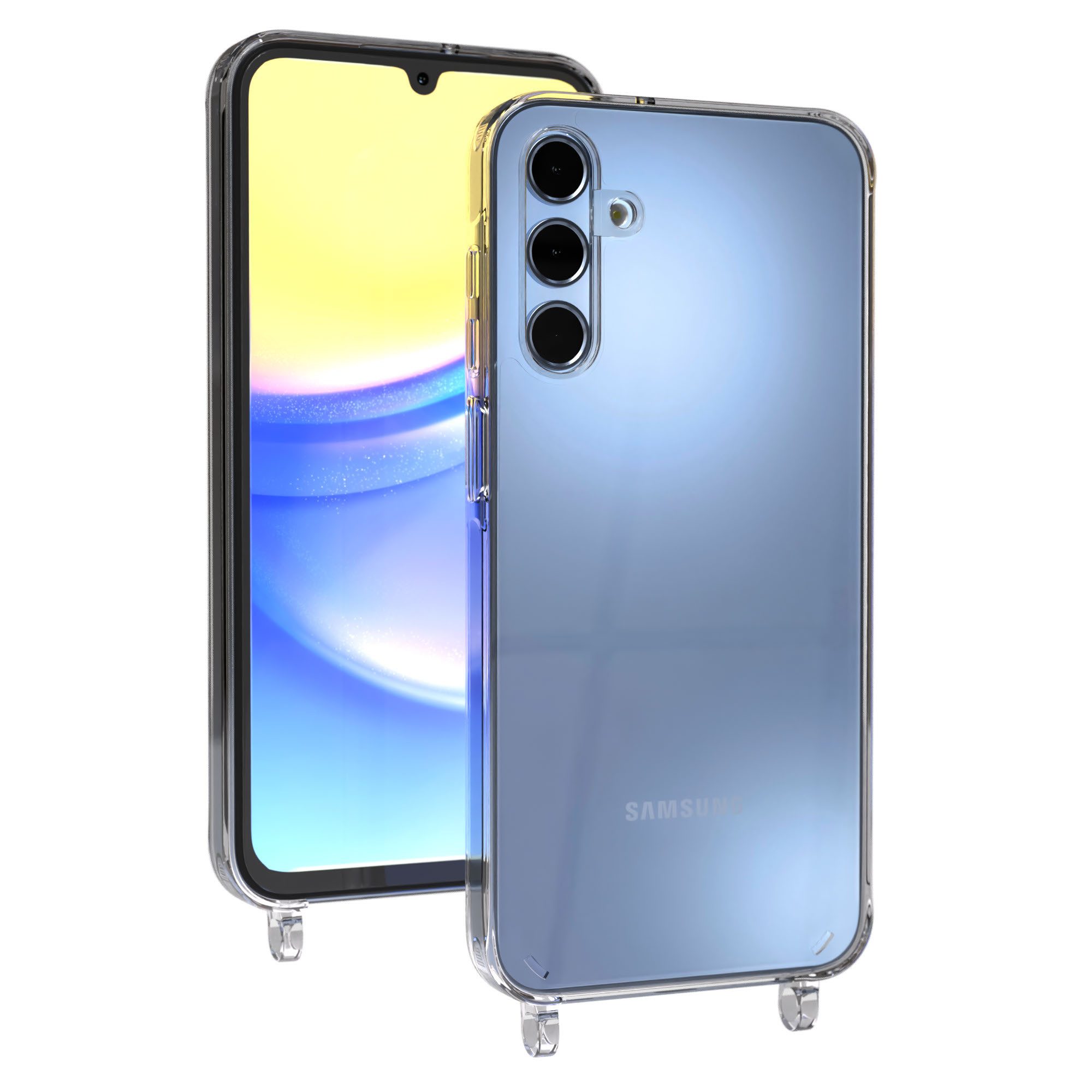 EAZY CASE Handykette Handyhülle für Handyketten mit Befestigungsösen für Samsung Modelle 6,5 Zoll, Hülle für Handykette, Transparent mit Ösen für Samsung Galaxy A15