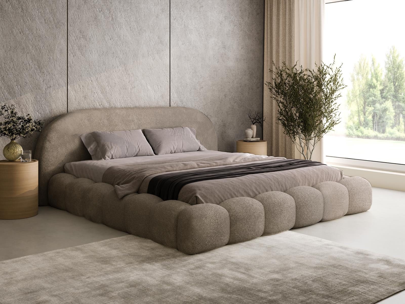 Compleo Polsterbett OMBIS, Wolkenbett mit Bettkasten und Lattenrost, Designer-Bett, MADE IN EU