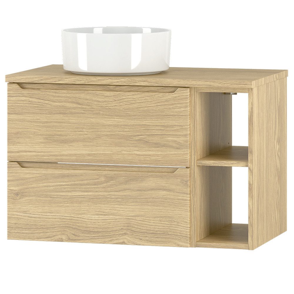 Lomadox Waschtisch ERICE-140, Waschbeckenunterschrank 80 cm breit in Eiche mit Waschbecken