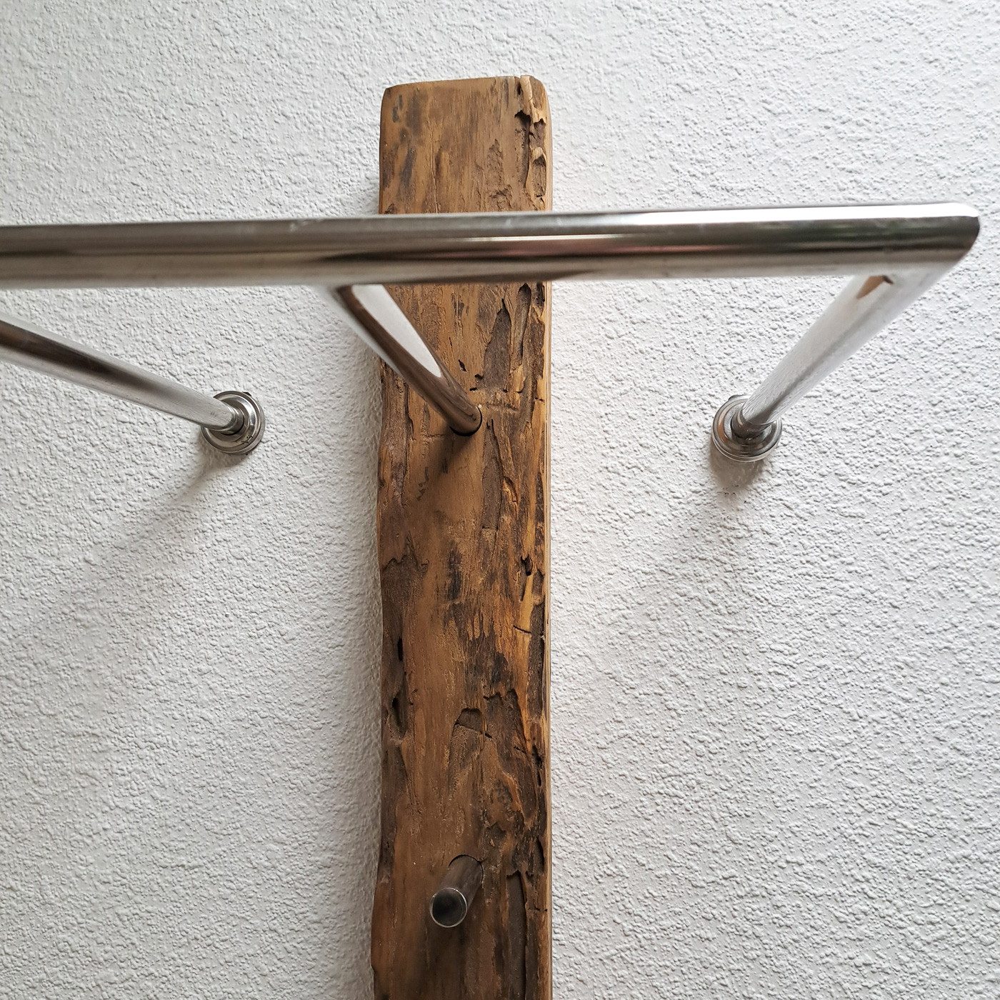 Möbel Akut Wandgarderobe Wandgarderobe 145 cm Teakholz mit 3 Haken B/H/T: 34/145/30 cm – Bild 2 von 4