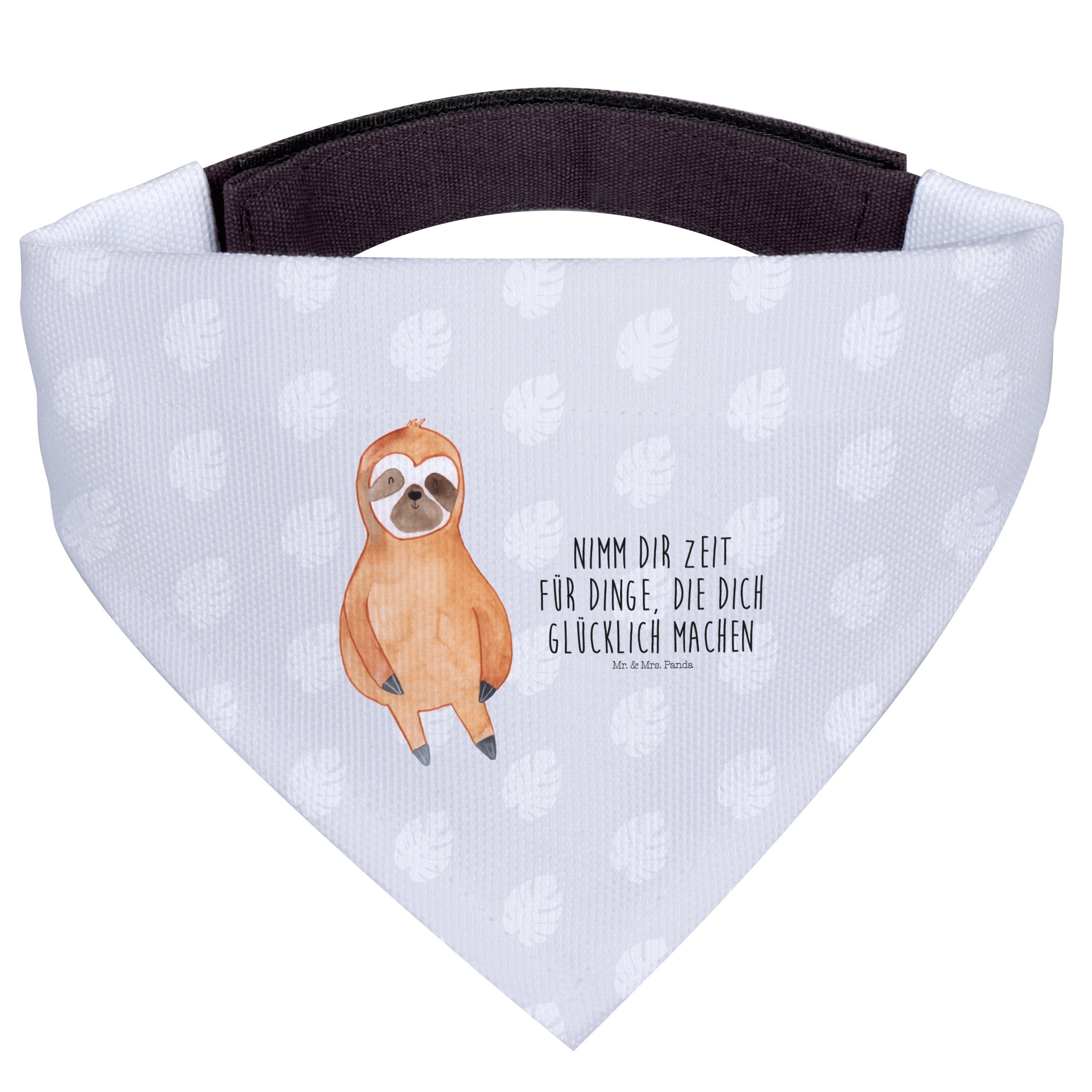 Mr. & Mrs. Panda Hundefliege Faultier Zufrieden, Tuch, Grau Pastell, Halstuch, Hunde, Hund, Tuch, Polyester