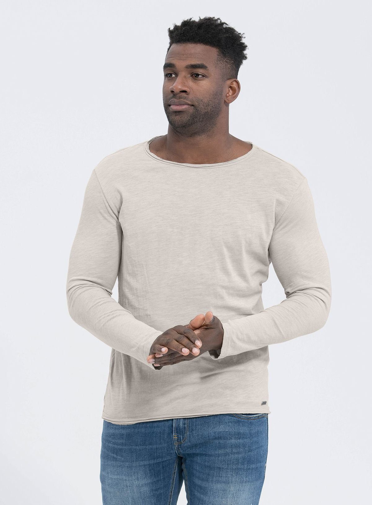 Key Largo Langarmshirt Cheese vintage Look uni Basic MLS00033 Rundhalsausch günstig online kaufen