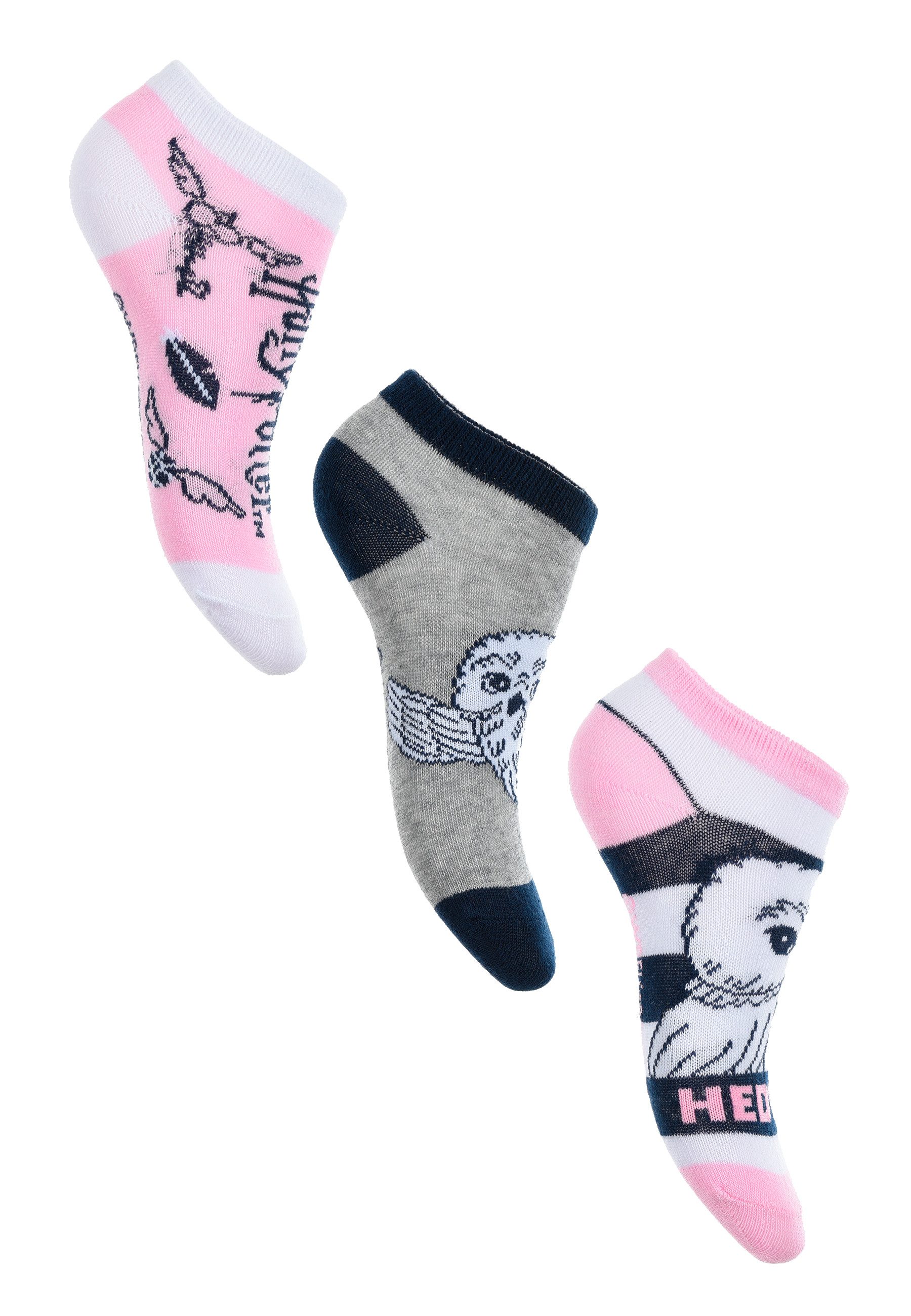 Harry Potter Sneakersocken Hedwig Kinder Mädchen Sneaker Strümpfe Socken (3-Paar)