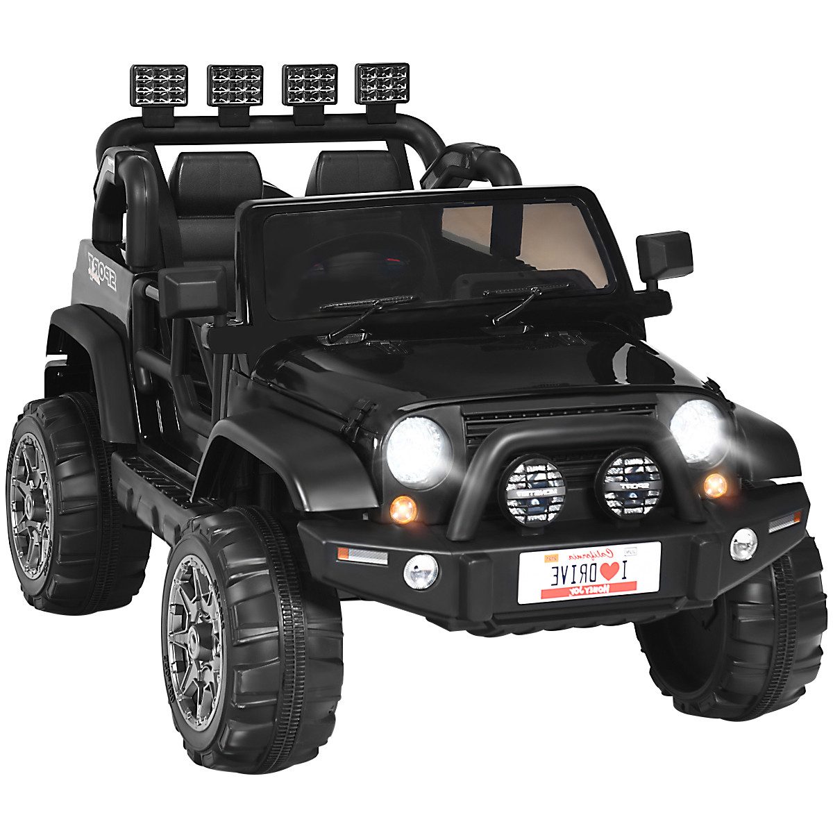KOMFOTTEU Elektro-Kinderauto 2-Sitz, mit Fernbedienung, LED günstig online kaufen