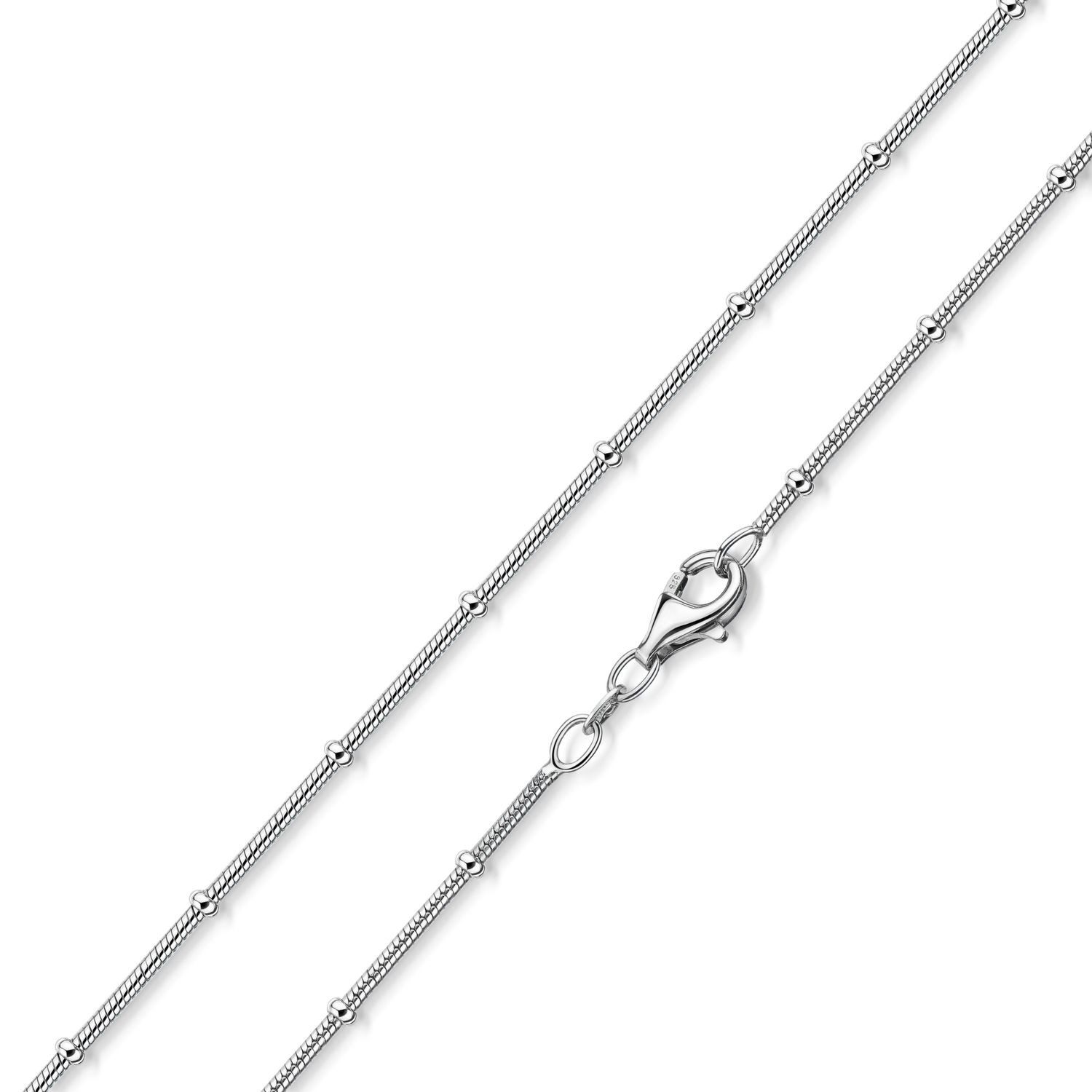 Materia Silberkette Damen Silber Schlangenkette Kugeln 40-80cm K66, 925 Sterling Silber, rhodiniert. € 58,95