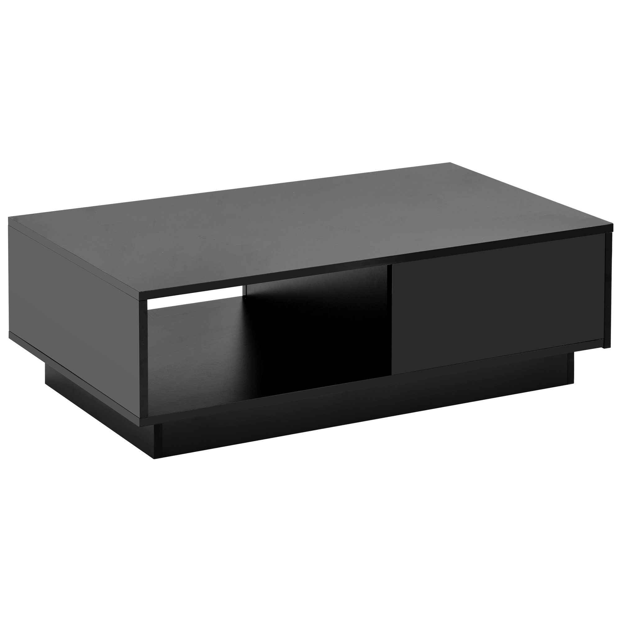 Couchtisch, mit LED-Beleuchtung, Hochglanz Sofatisch Wohnzimmertisch, 99x55x32 cm