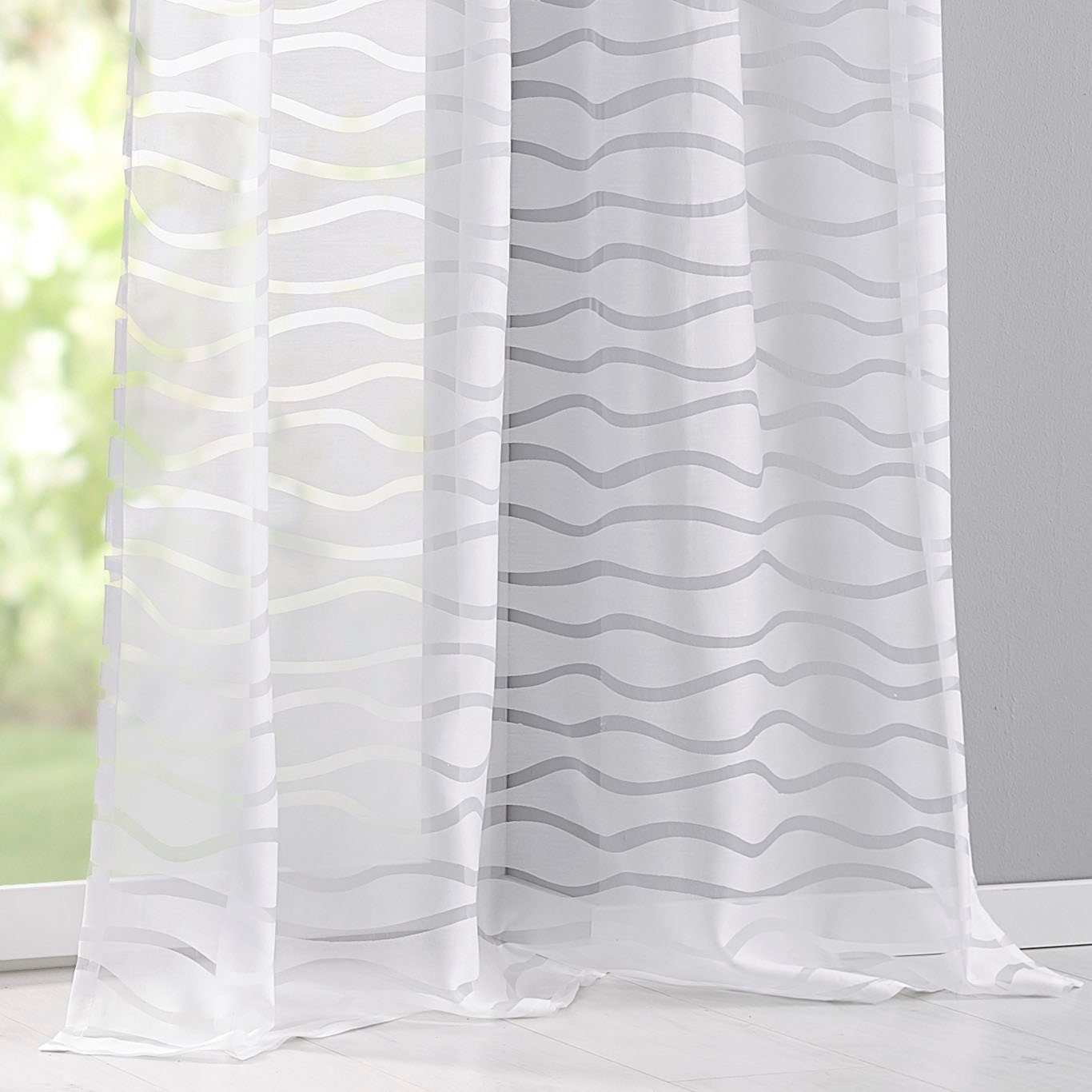 Kutti Vorhang Enya (1 St), Ösen, halbtransparent, Ausbrenner, modernes Design