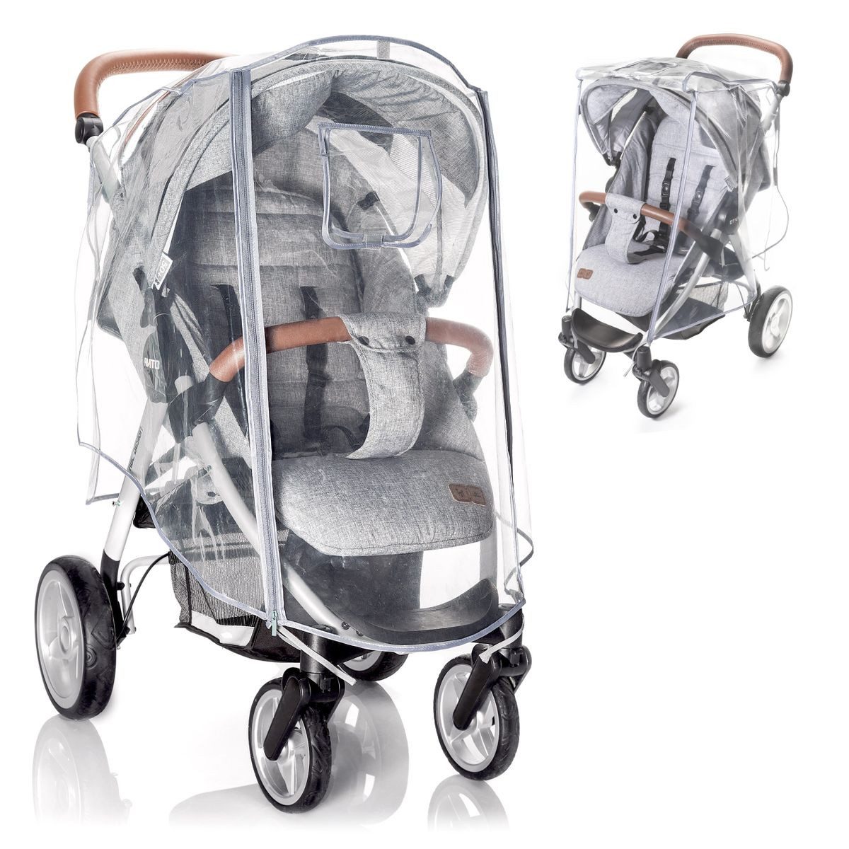 Zamboo Kinderwagen-Regenschutzhülle Universal, Regenschutz Regenverdeck für Buggy & Sportwagen mit Fenster