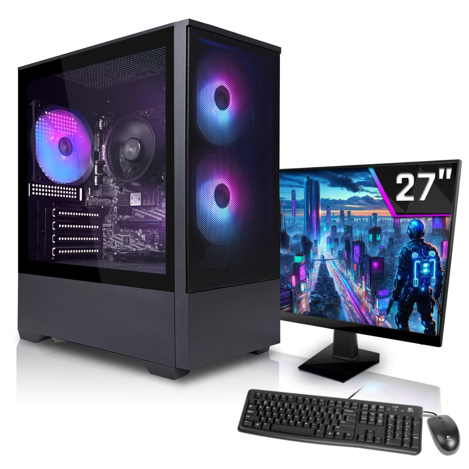 SYSTEMTREFF Intel Core i3-14100F mit Nvidia GeForce GT 710 2GB Business-PC-Komplettsystem (27", Intel 14100F 14100F, GT 710, 16 GB RAM, 512 GB SSD)