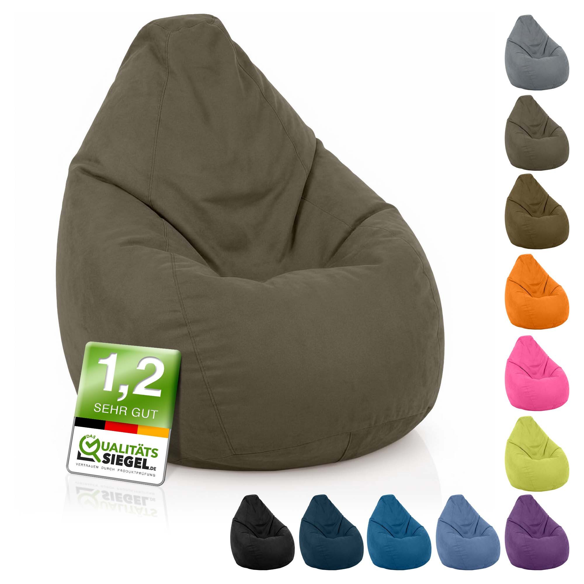 Green Bean Sitzsack Kinder Sitzsack Drop 60x60x90cm (mit Rückenlehne 60x60x90cm - Indoor Sitzkissen 220L EPS-Perlen Füllung, Kuschelig Waschbar), Bean Bag Bodenkissen Lounge Chair Sitzhocker Kindersitzsack