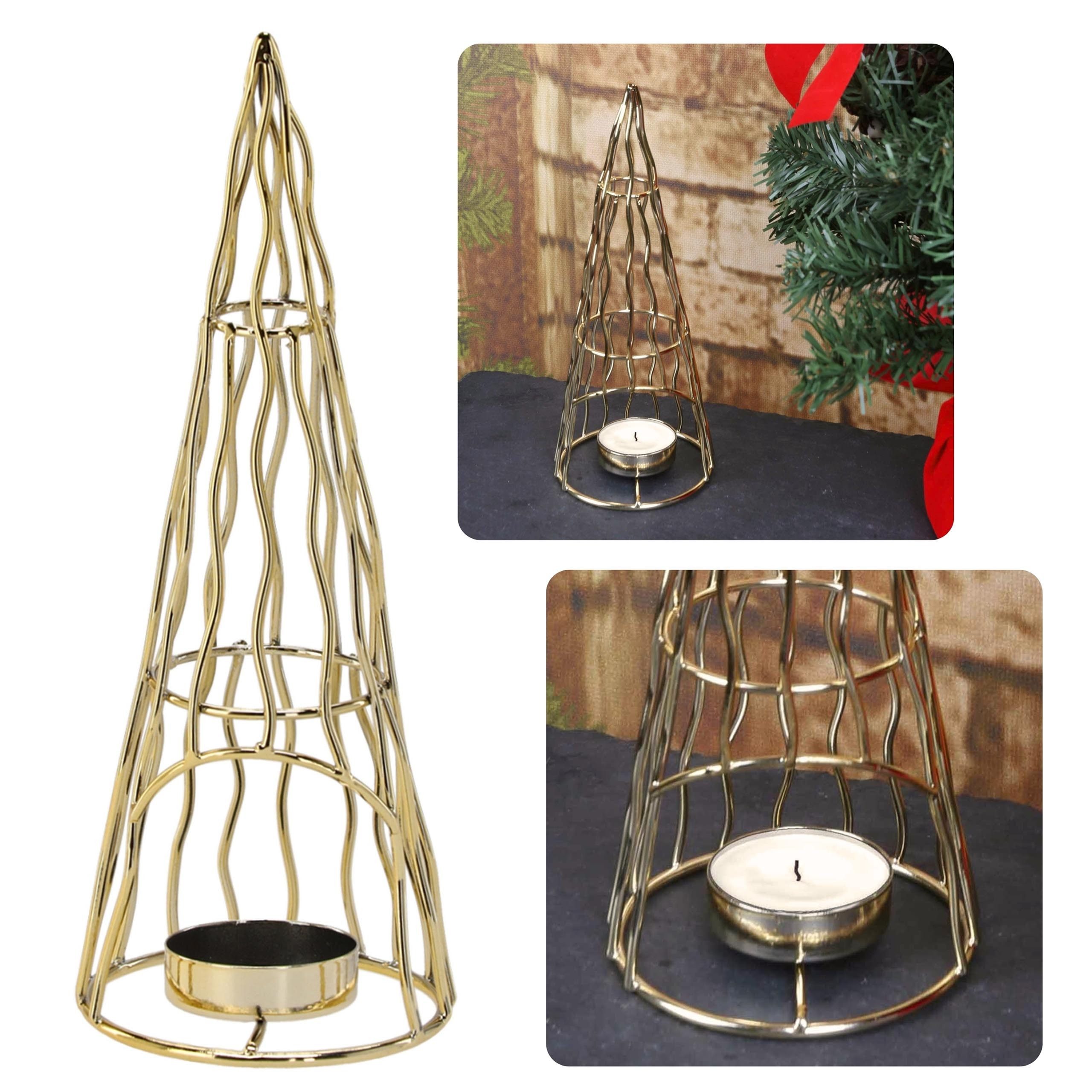 Sarcia.eu Teelichthalter Gold Metall Teelichthalter, Weihnachtsbaum 20,7 cm