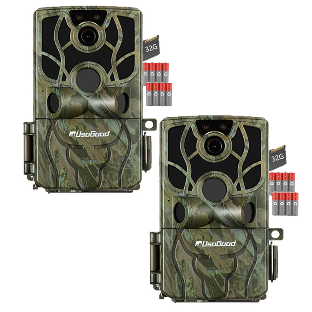 Usogood Wildkamera 4K 48MP Wildkamera mit Handyübertragung APP WLAN Bluetooth (Für Garten Haustierüberwachung, Spiele und Trail Outdoor -Sicherheit, AuBenbereich, AuBenbereich,Für Garten Haustierüberwachung, Spiele und Trail Outdoor -Sicherheit, 2-tlg., J