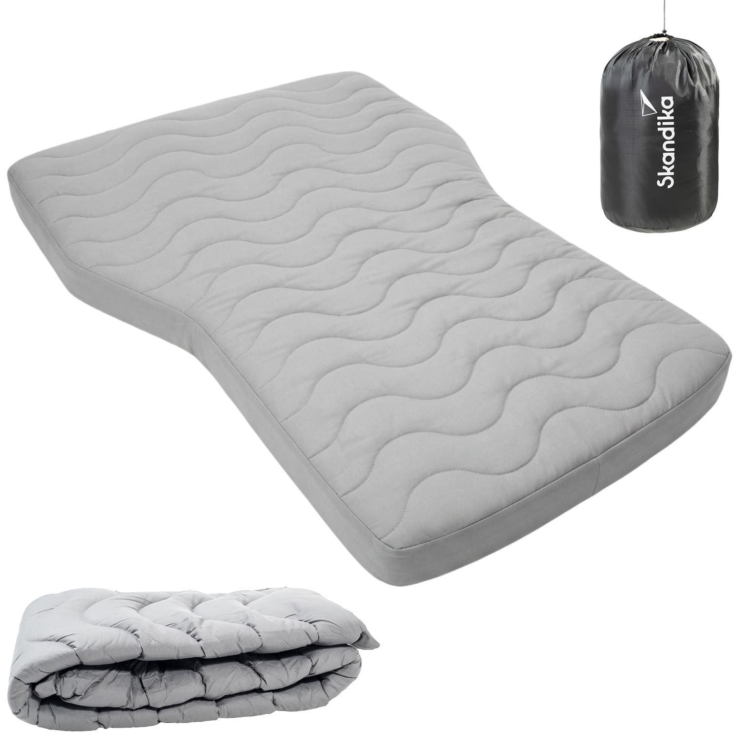 Skandika Luftmatratze Bezug für Isomatte Easy 3D Premium Car, Matratzentopper, faltbar, (Aufbewahrungstasche, maschinenwaschbar bei 30 °C, selbstaufblasend), atmungsaktiv, hypoallergen, selbstfüllender Schaumstoff, leicht
