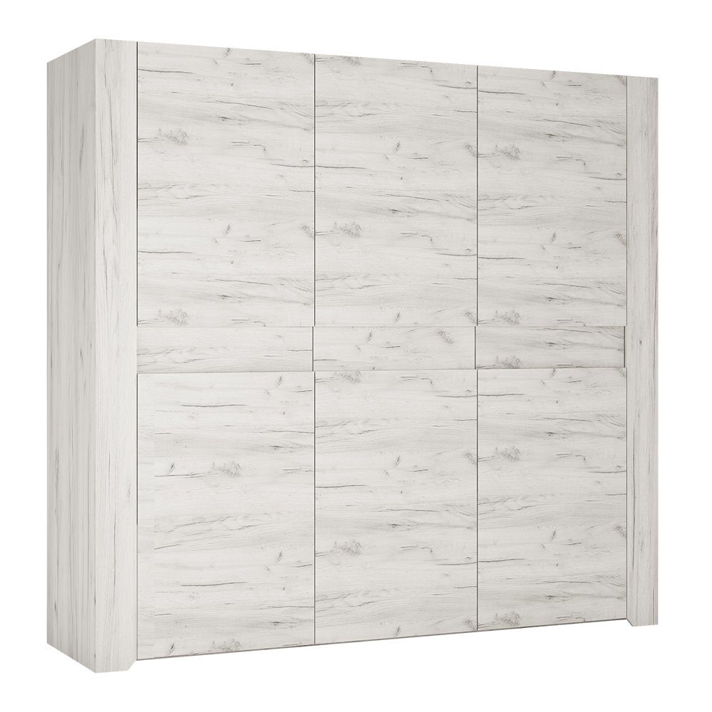 Lomadox Kleiderschrank AMANTEA-129 3-türig, 220cm breit, Craft Eiche weiß