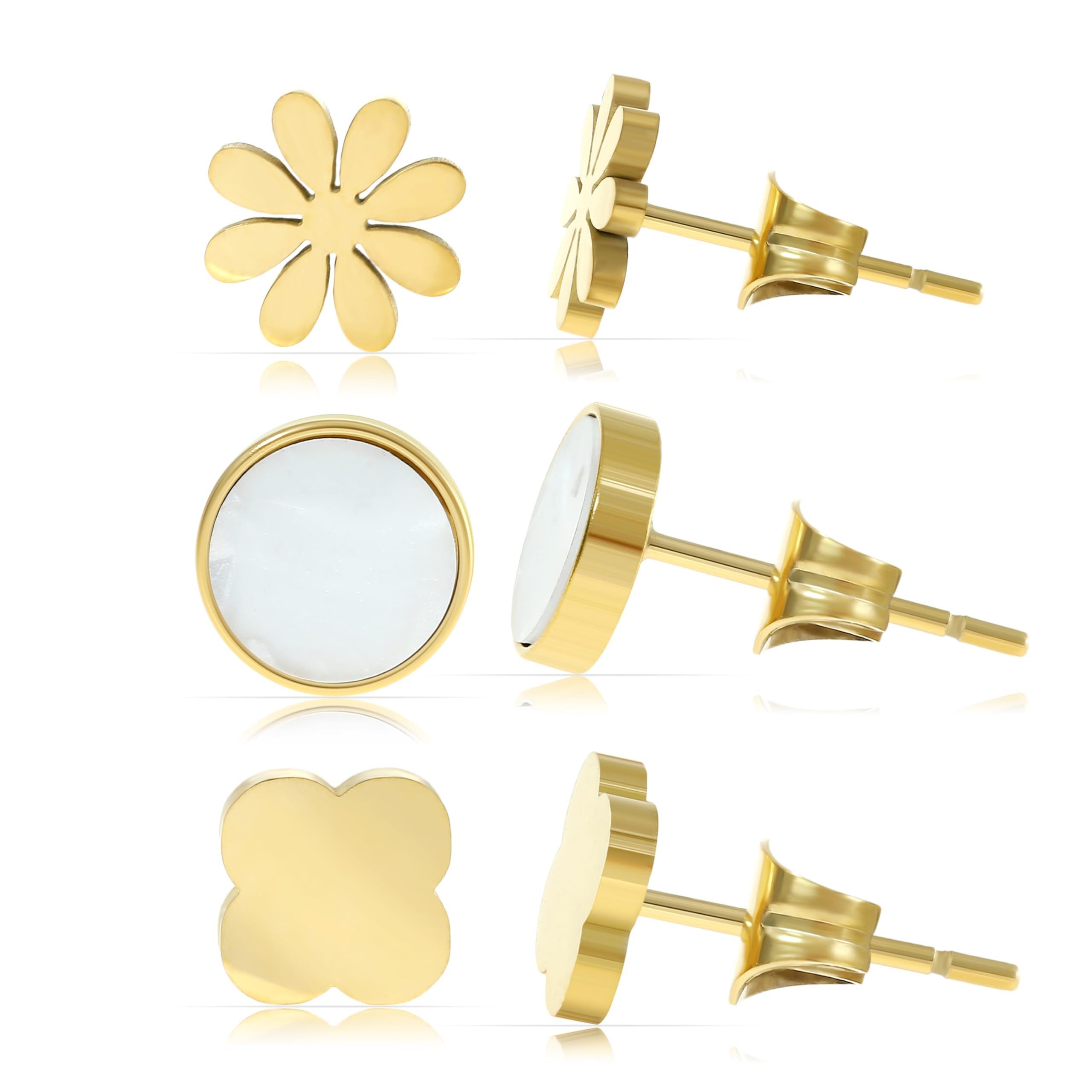 Made by Nami Ohrstecker-Set verschiedene Formen mit Blume-Kreis-Kleeblatt P günstig online kaufen