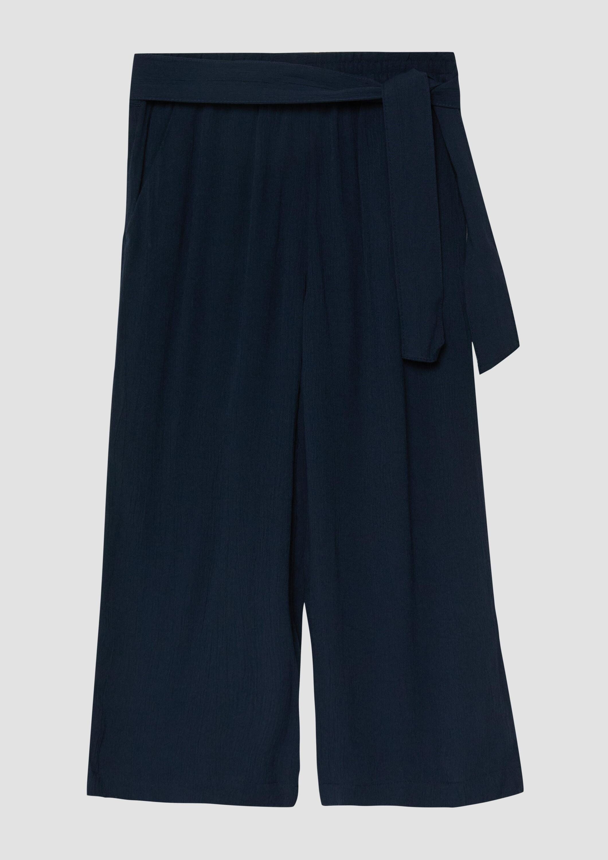 s.Oliver Chinos Hose Wide-Leg-Hose aus strukturierter Viskose mit Bindegürtel