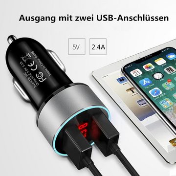 XDOVET Zigarettenanzünder USB Ladegerät,USB C/PD/QC Schnellladung Auto USB-Ladegerät (Port Kfz Ladegerät mit LED-Licht für iPhone 14/13/12/11, Galaxy)