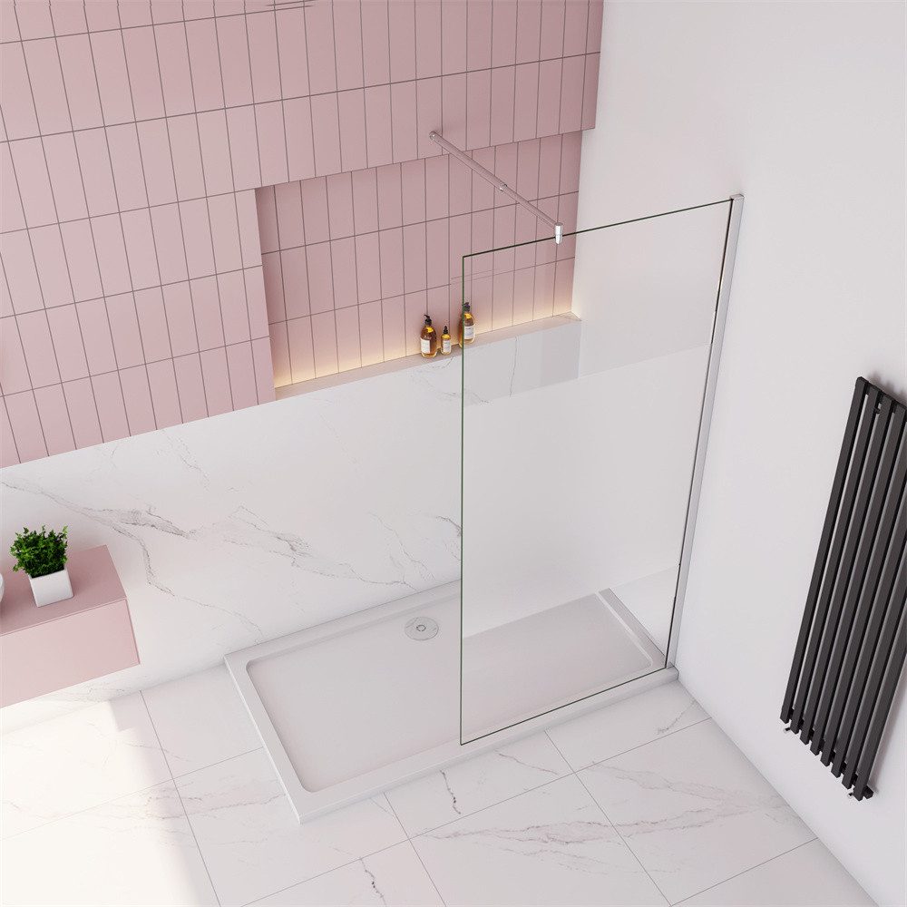 Duschparadies Duschwand 10mm Milchglas Streifen Glas günstig online kaufen