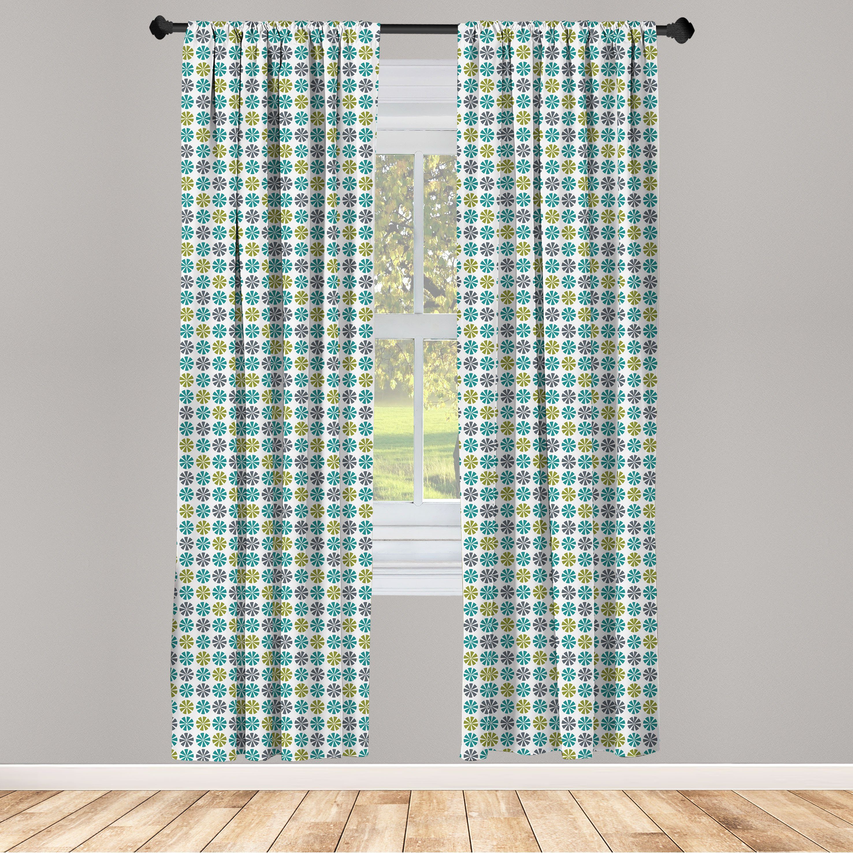 Gardine Vorhang für Wohnzimmer Schlafzimmer Dekor, Motive Abakuhaus, Abstrakt Einfacher Hintergrund Microfaser