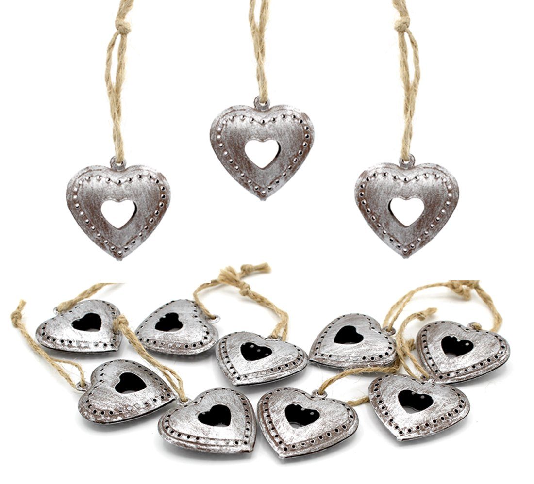 Herzanhänger 12er SET Anhänger Deko Geschenkanhänger Dekoanhänger
