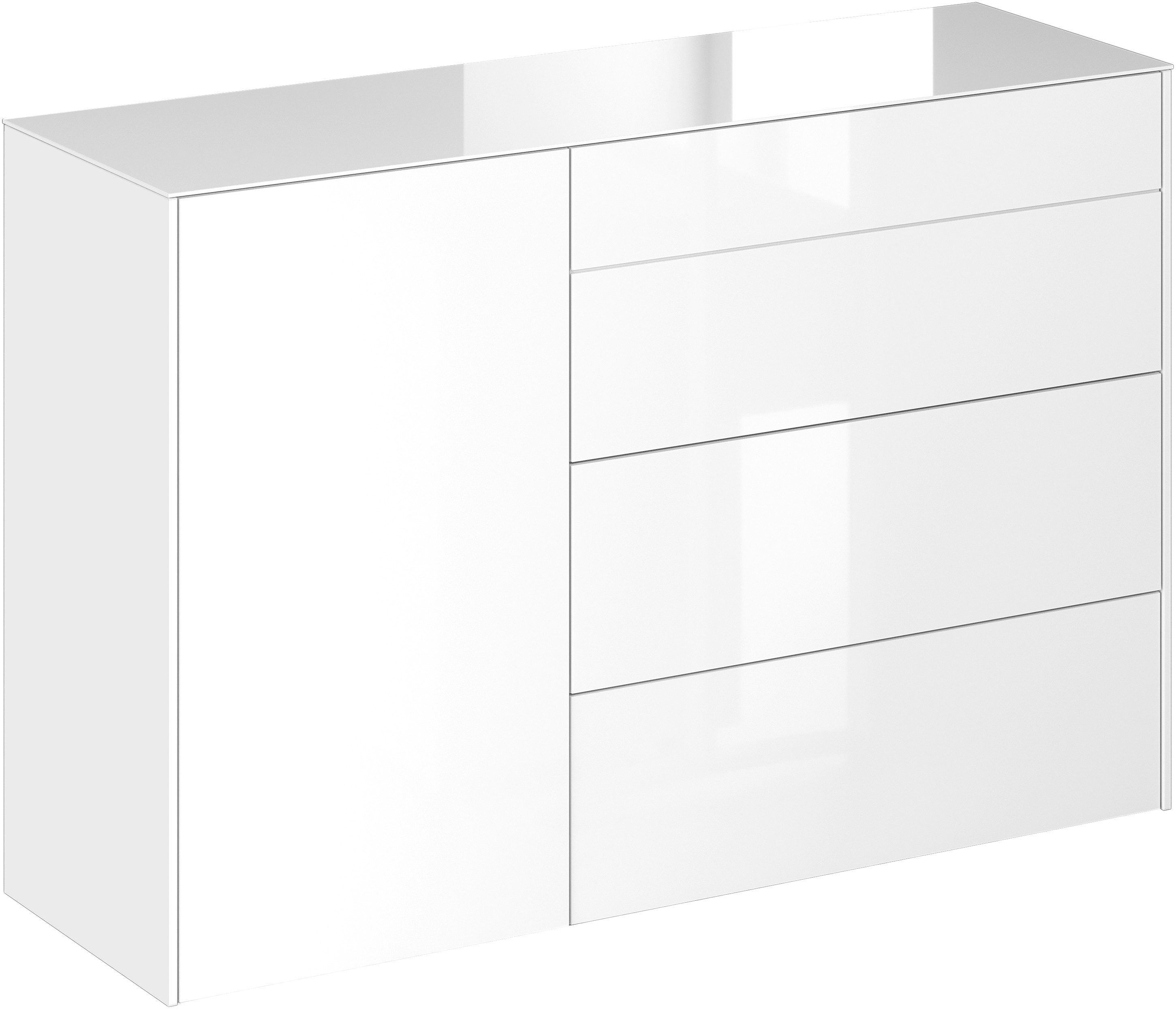 Mäusbacher Kommode, Kommode BHT 131/89/42 cm, Push to open, Front+Oberplatte=Glas