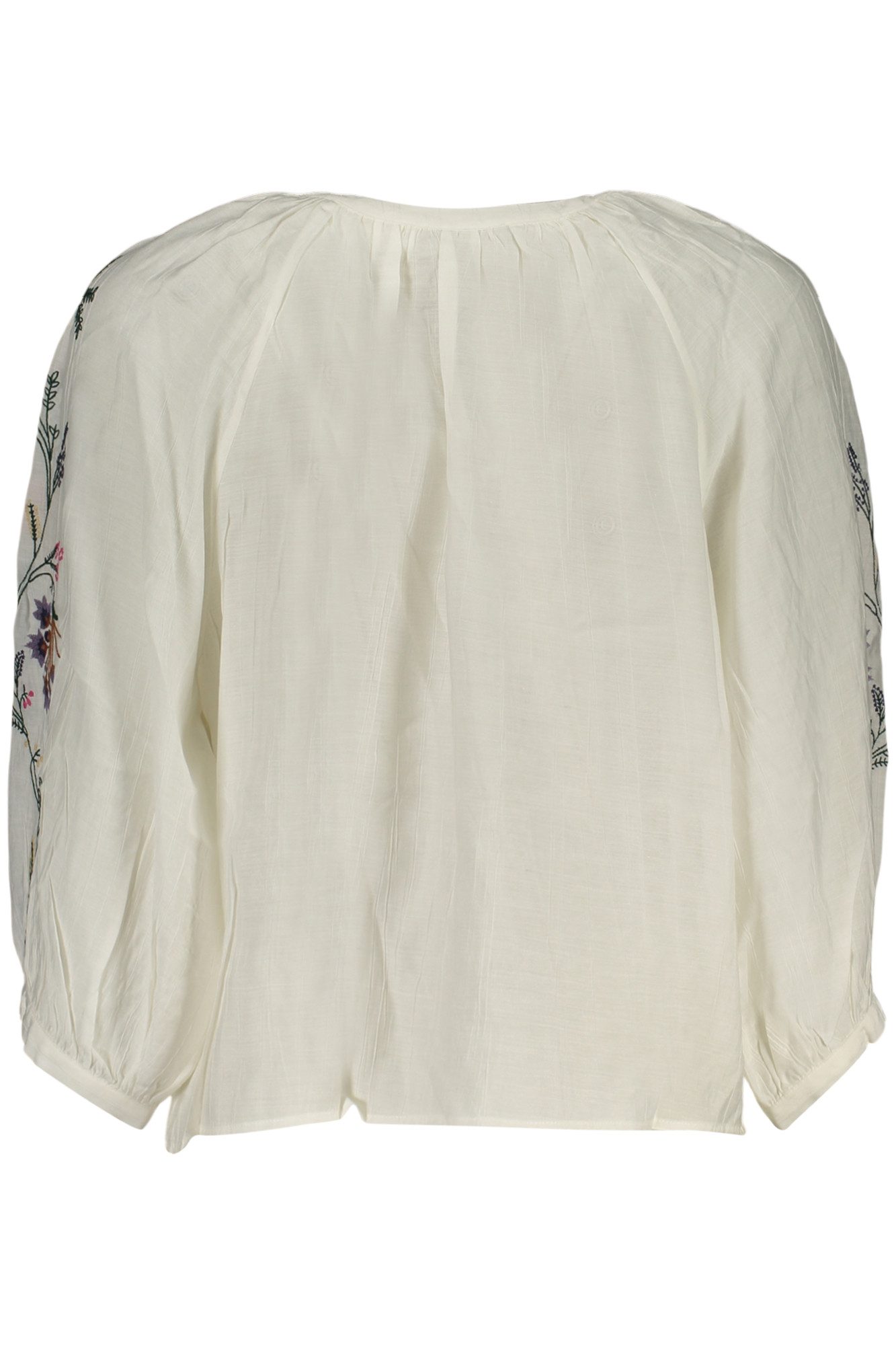Desigual Blusenshirt Weiße Damenbluse mit Stickerei & V-Ausschnitt -