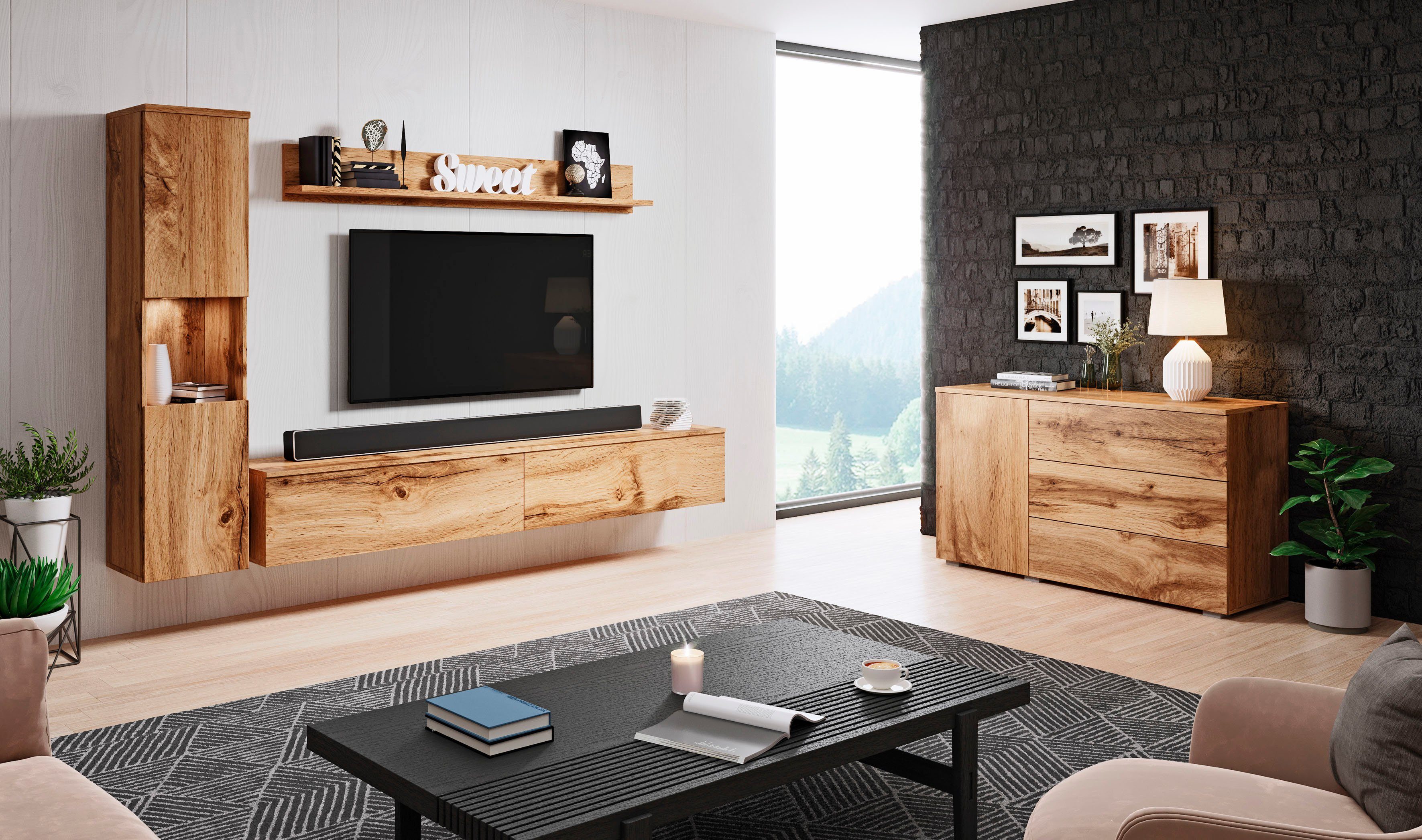 Wohnwand, (Set, 3-tlg), Besteht aus 3 funktionale Elementen online