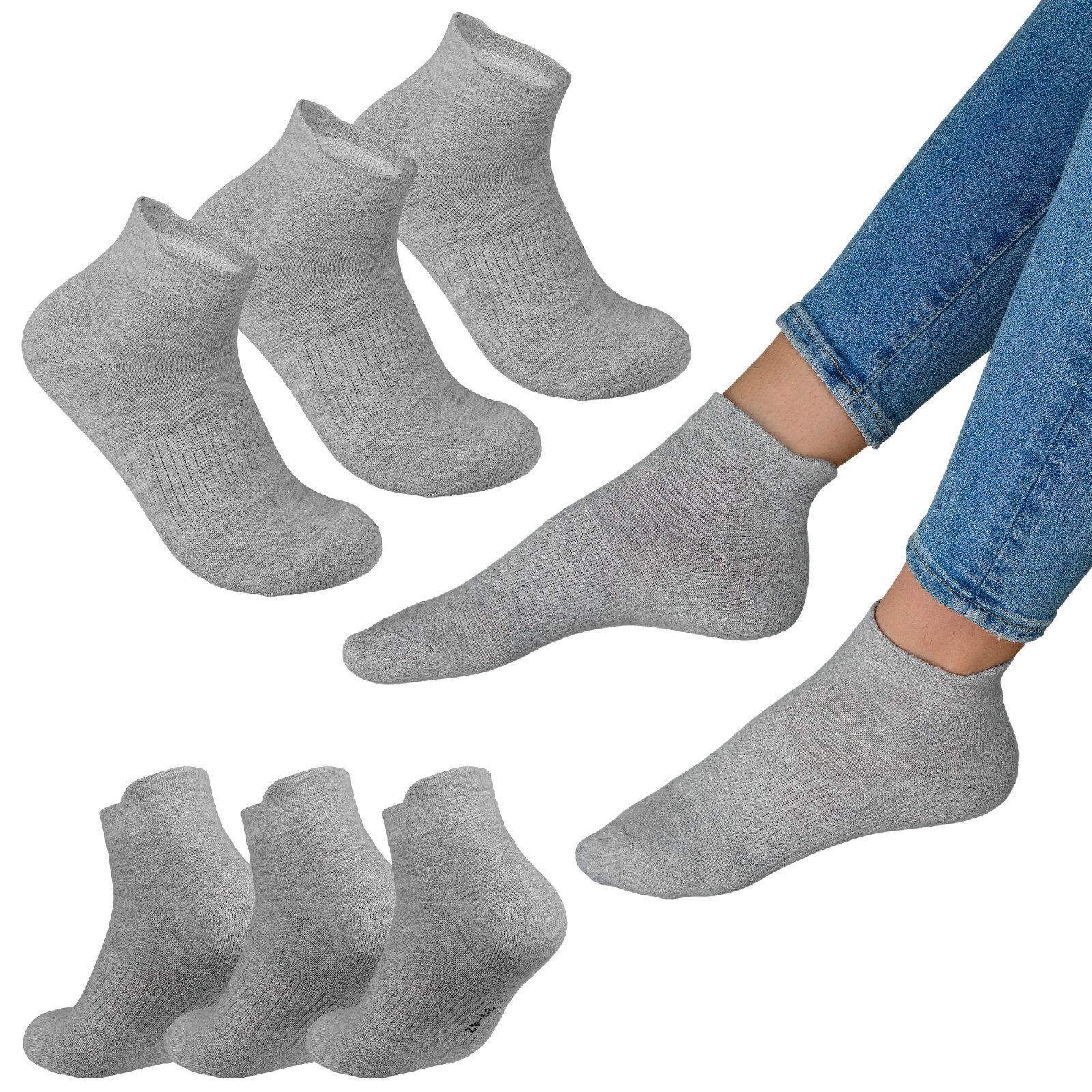 EAAKIE Sneakersocken Sneakersocken Unisex Fersenlasche Kurzsocken Baumwolle 6/12/24 Paar (12-Paar)