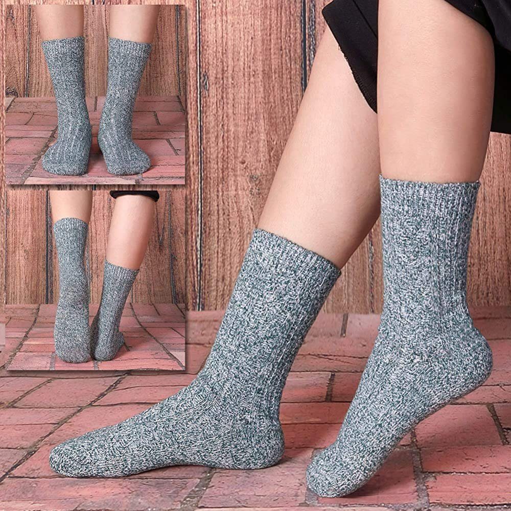 5 Paar Damen Merino Thermosocken POCHUMIDUU Stricksocken (5-Paar) Socken Kuschelsocken Winter Warme Damen für Dicke Damensocken Wollsocken