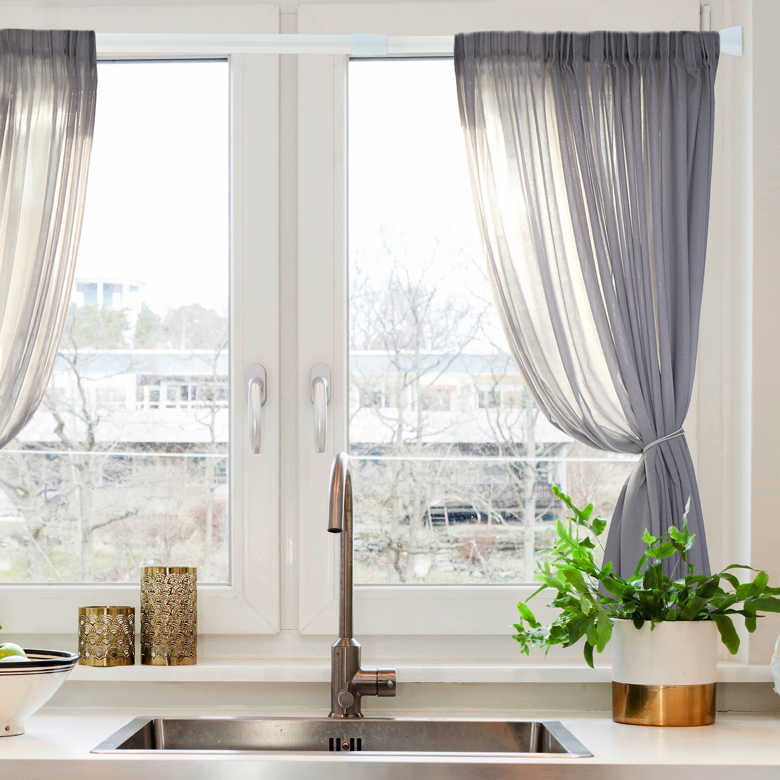 relaxdays Duschvorhangstange Weiße Teleskopstange Edelstahl, Edelstahl, 130 günstig online kaufen